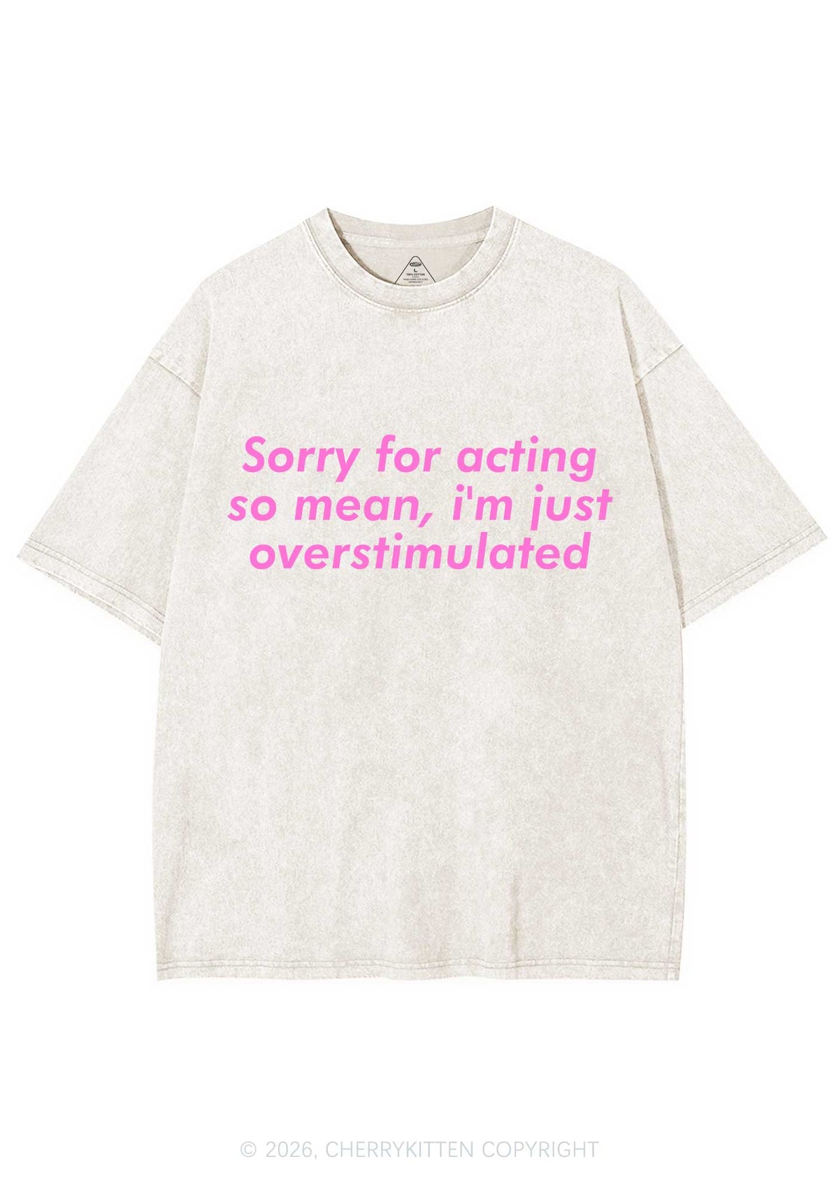 Im Just Overstimulated Y2K Shirts Washed Tee Cherrykitten