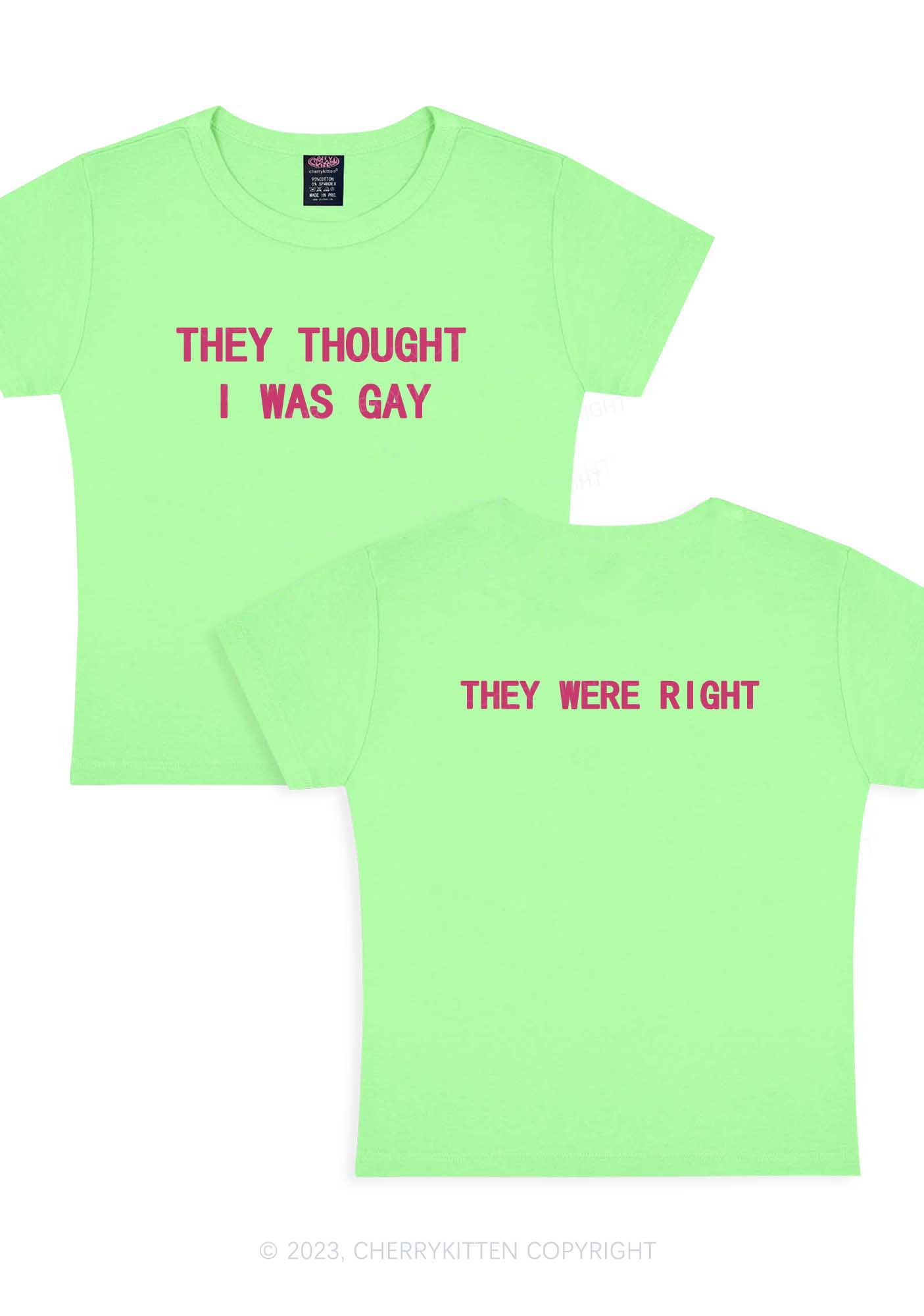 I Was Gay Two Sides Y2K Baby Tee Cherrykitten