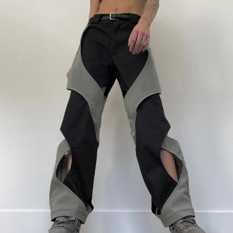 Street Sports Style Hollow Design Low Waist Casual Pants