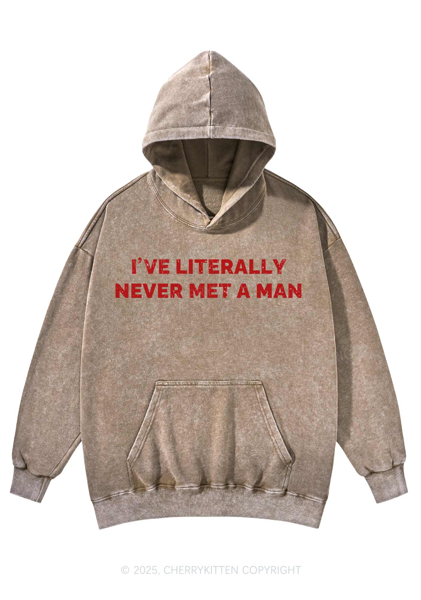 Never Met A Man Y2K Washed Hoodie Cherrykitten