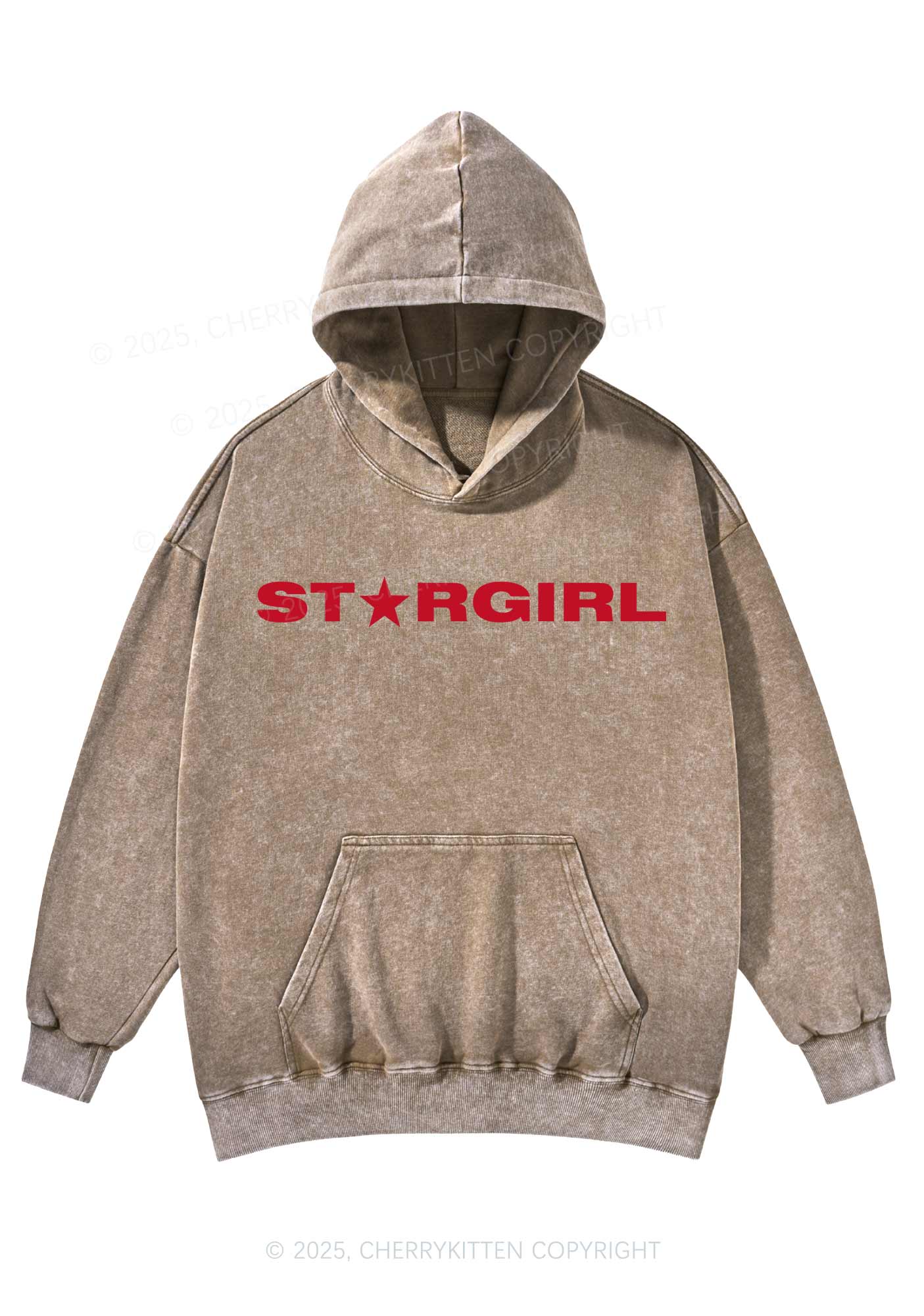 Red Stargirl Y2K Washed Hoodie Cherrykitten