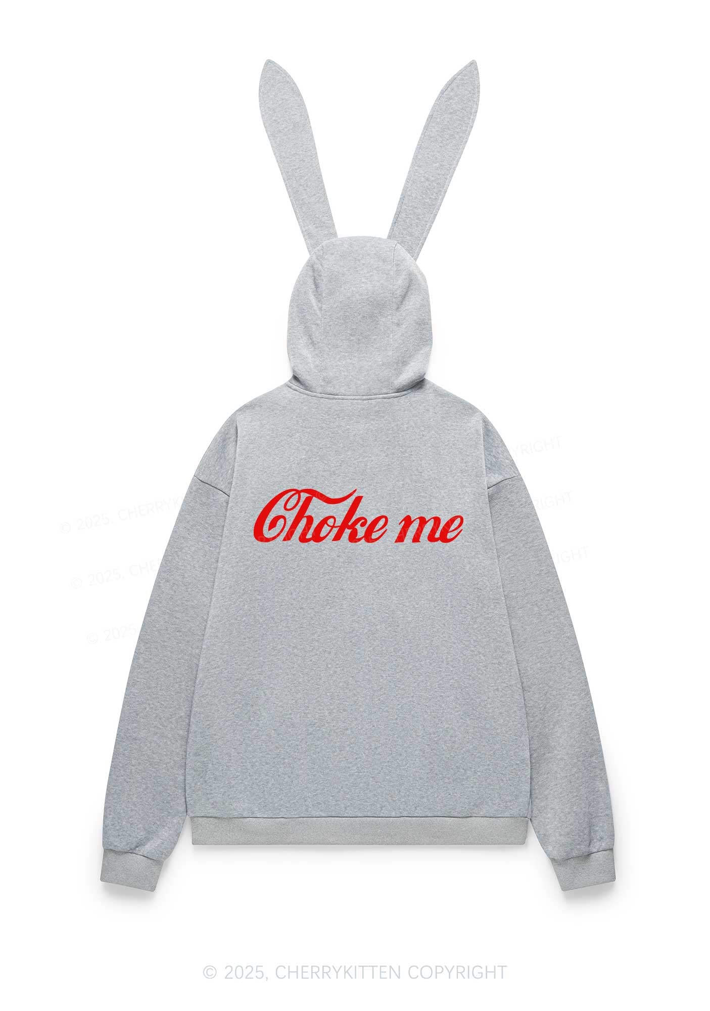 Choke Me Y2K Bunny Ear Zip Hoodie Cherrykitten
