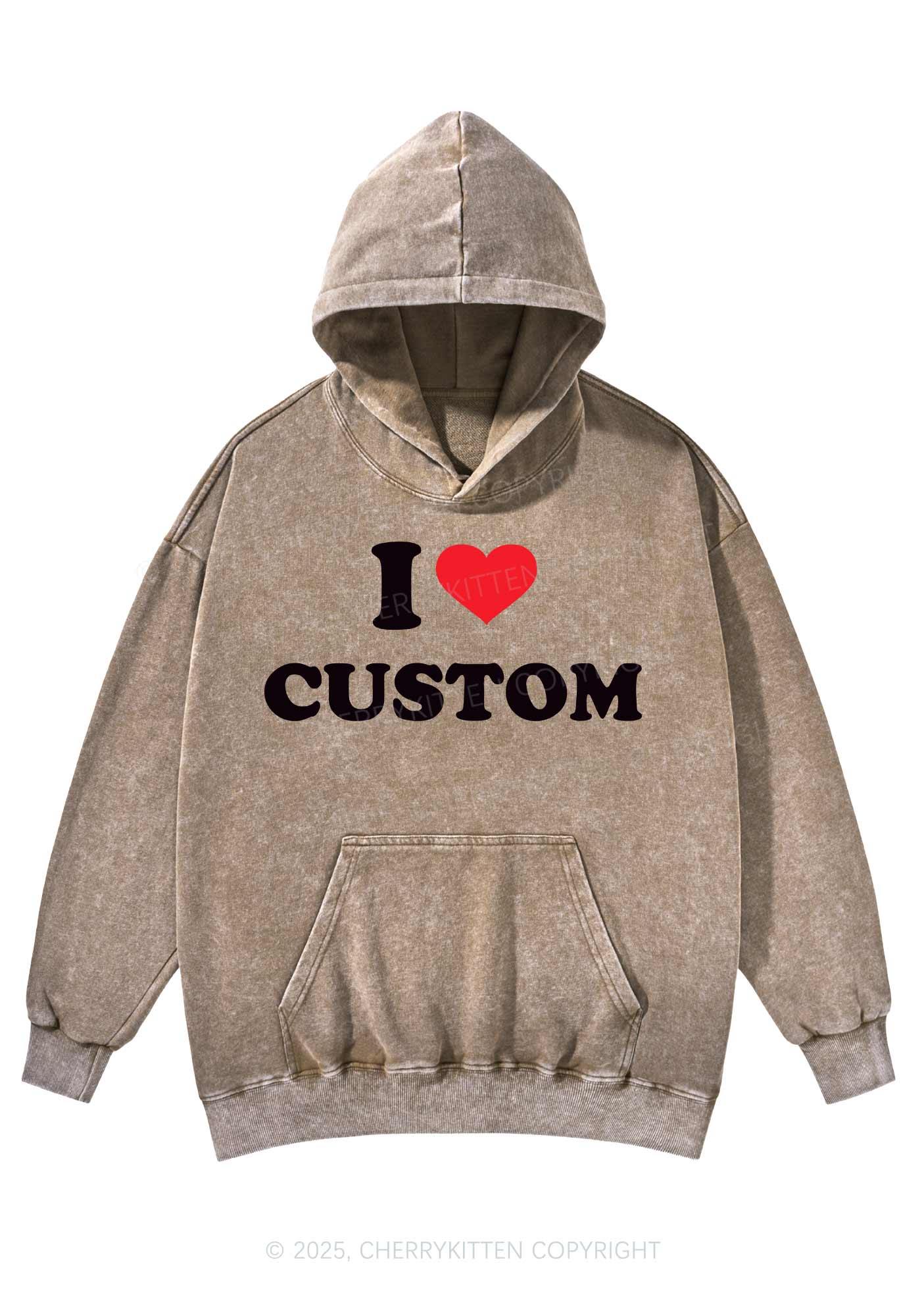 I Love Custom Personalized Y2K Washed Hoodie Cherrykitten