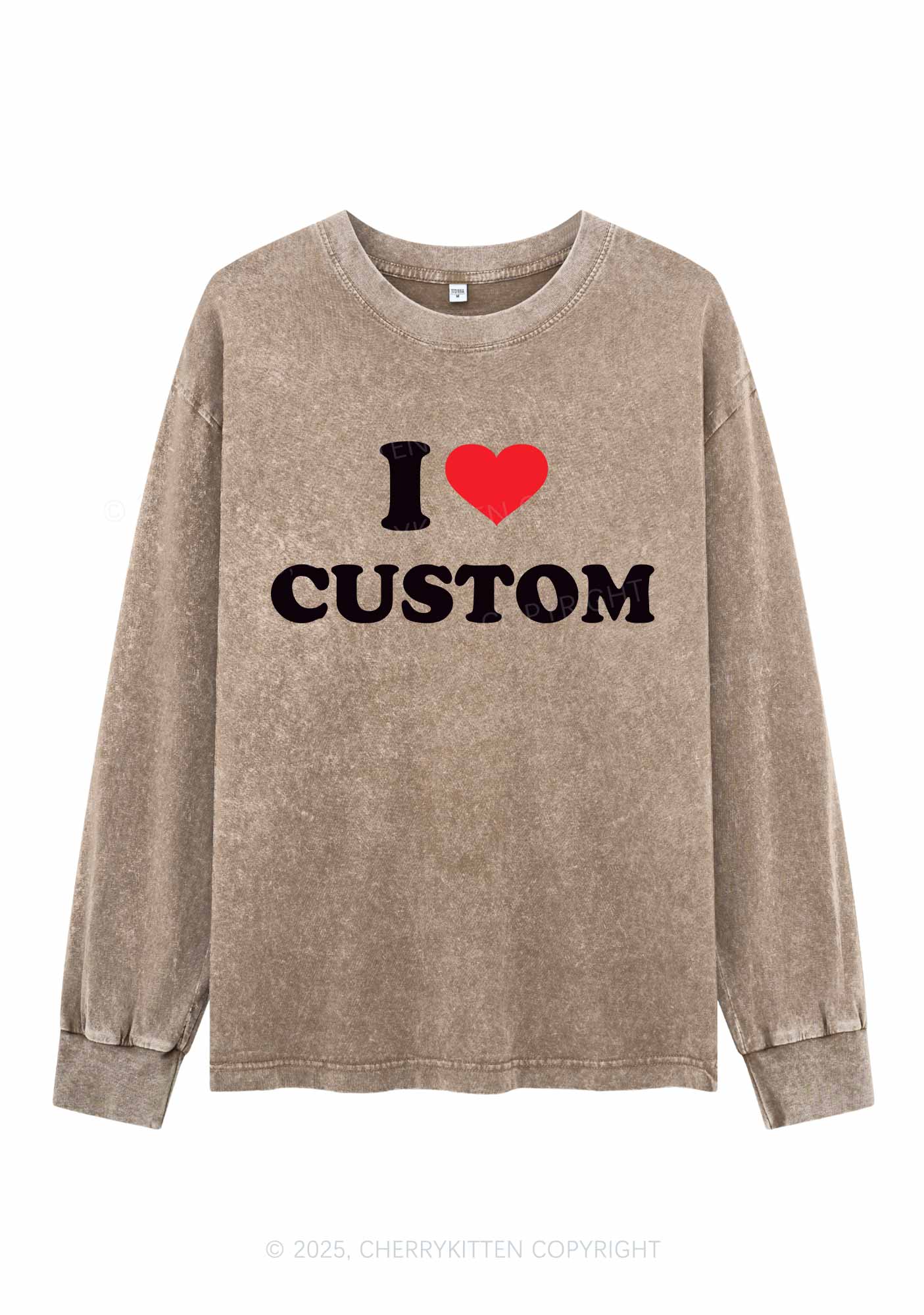 I Love Custom Personalized Y2K Washed Long Sleeves Cherrykitten
