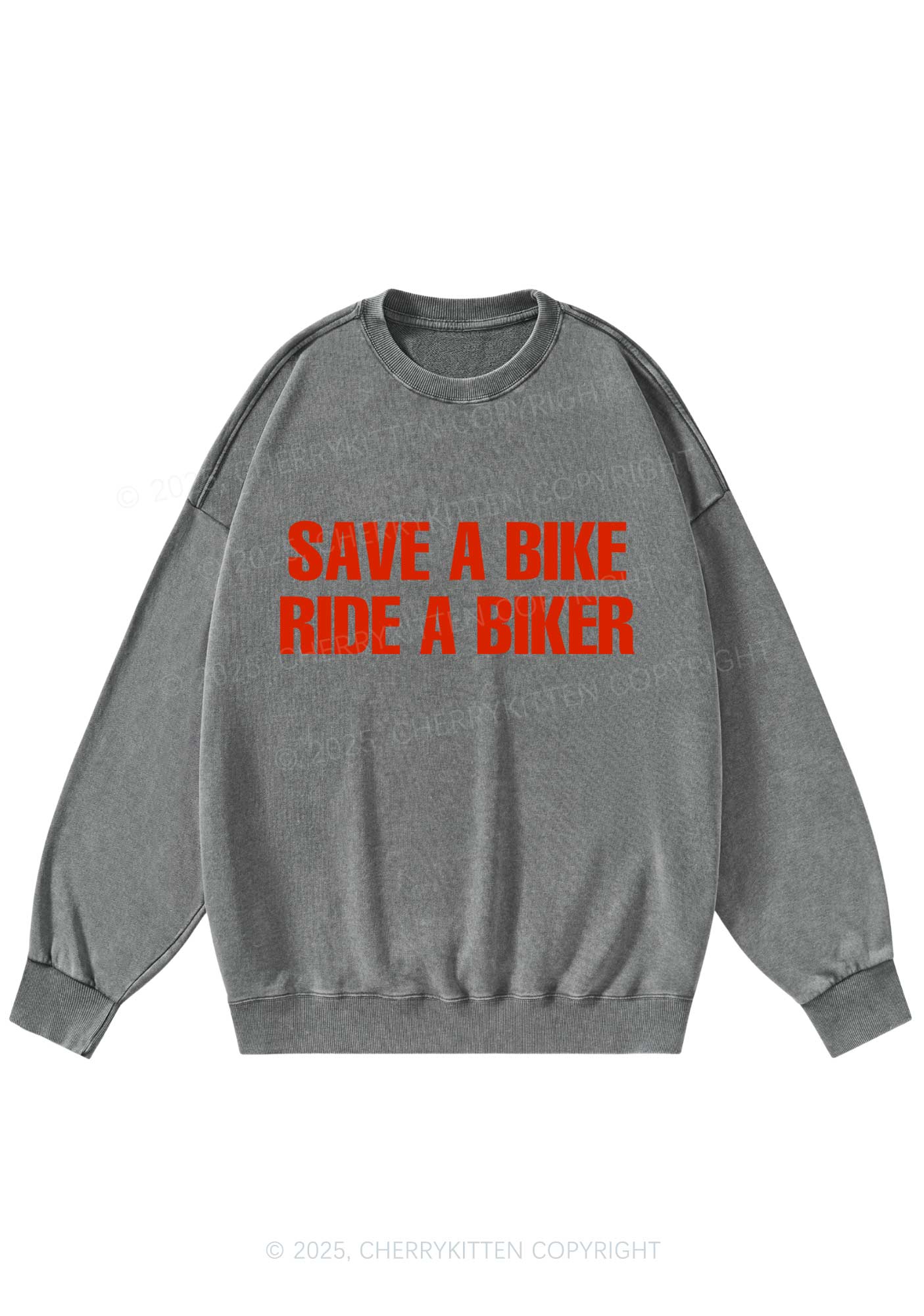 Save Bike Ride Biker Y2K Washed Sweatshirts Cherrykitten