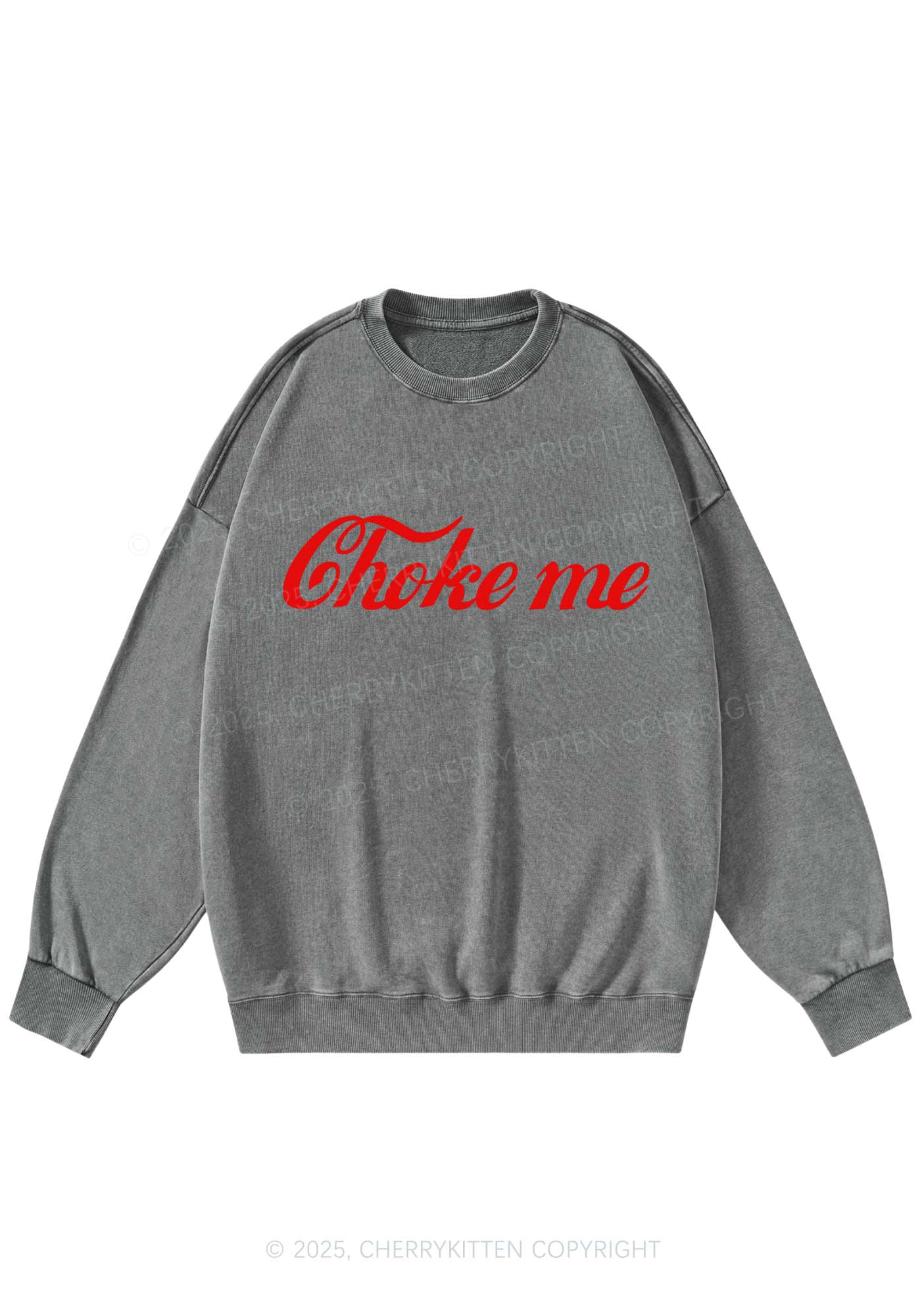Choke Me Y2K Washed Sweatshirts Cherrykitten