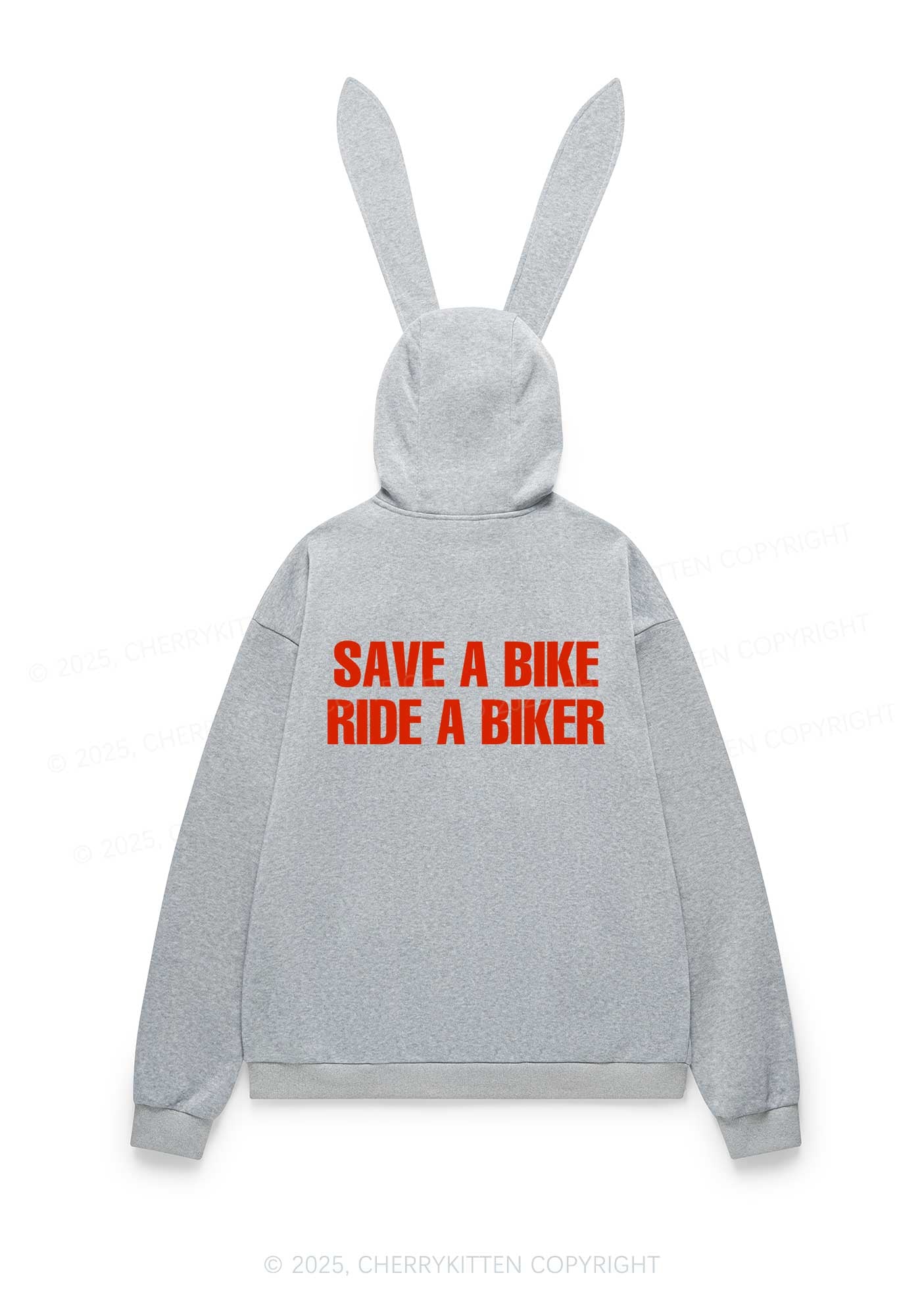 Save Bike Ride Biker Y2K Bunny Ear Zip Hoodie Cherrykitten