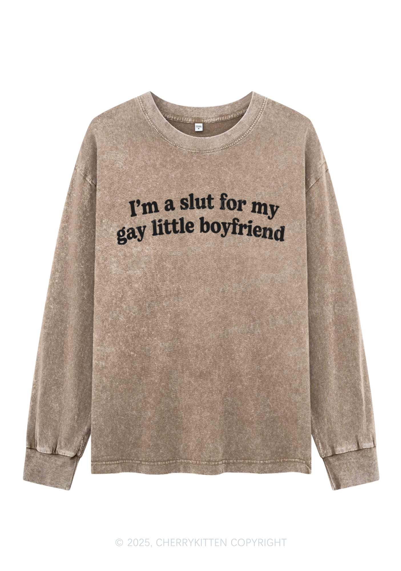 Slxt For My Gay BF Y2K Washed Long Sleeves Cherrykitten