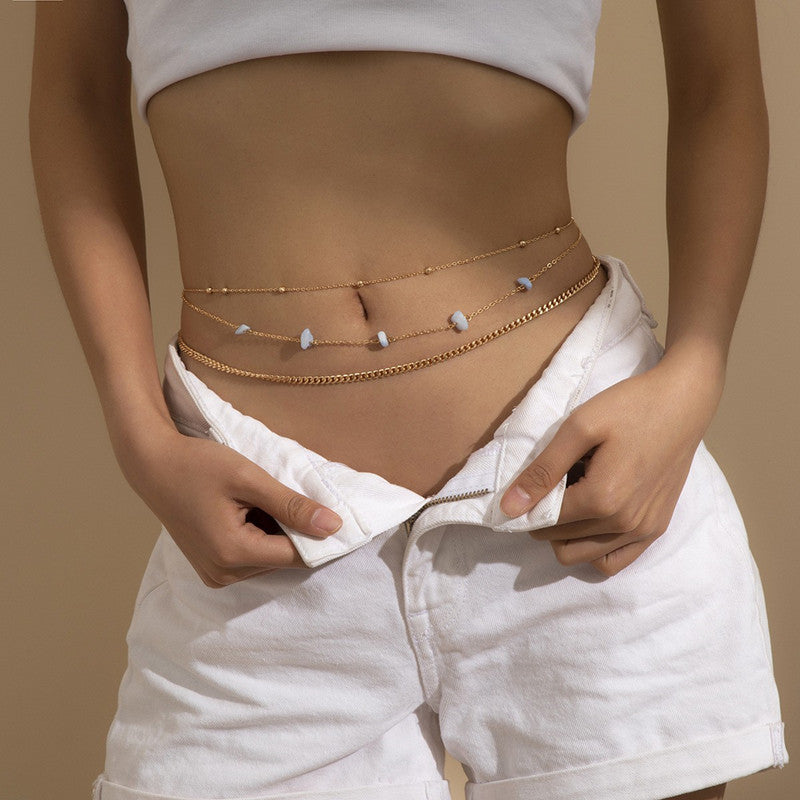 Double Layer Colorful Gravel Waist Chain