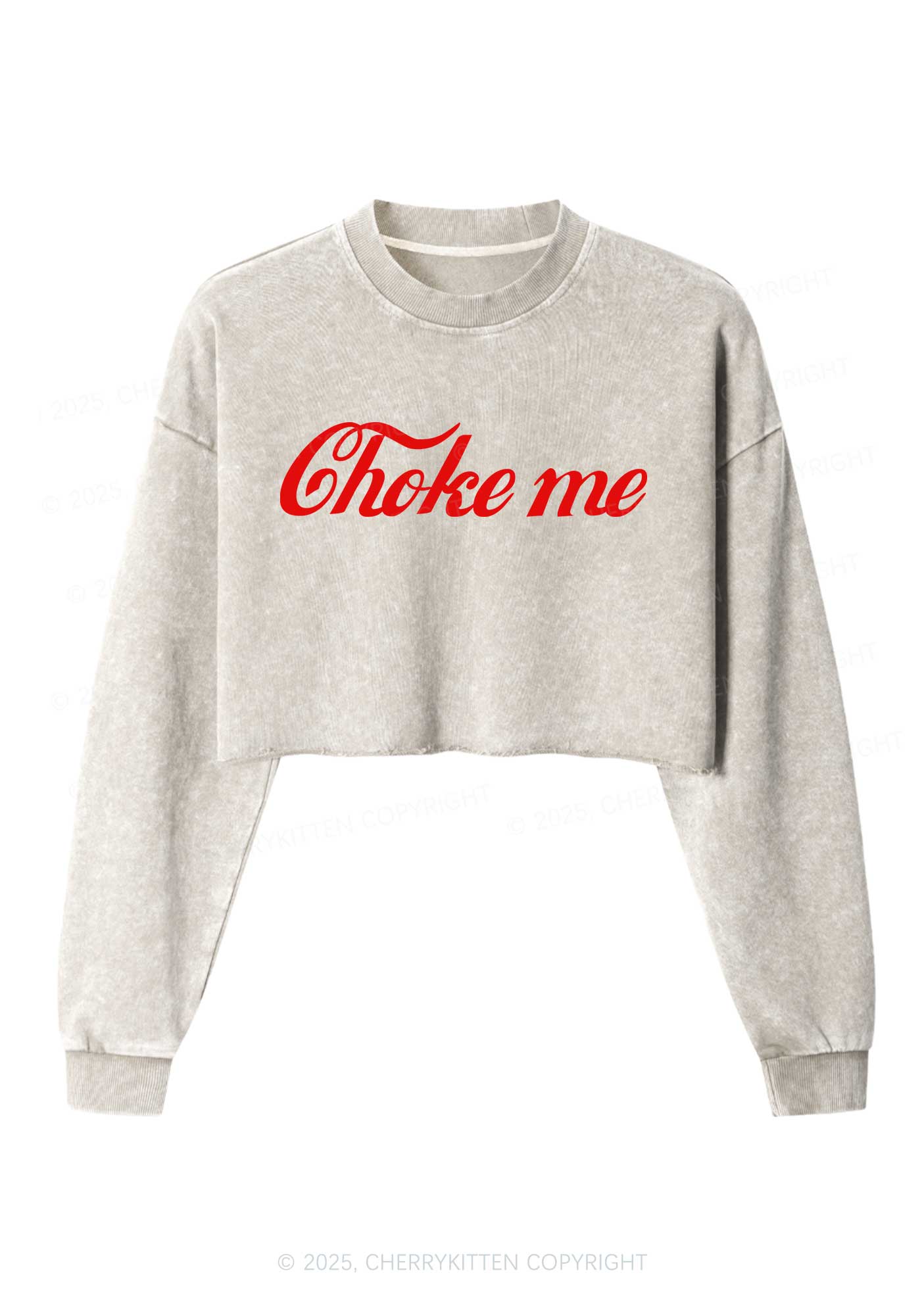 Choke Me Y2K Crop Washed Sweatshirts Cherrykitten