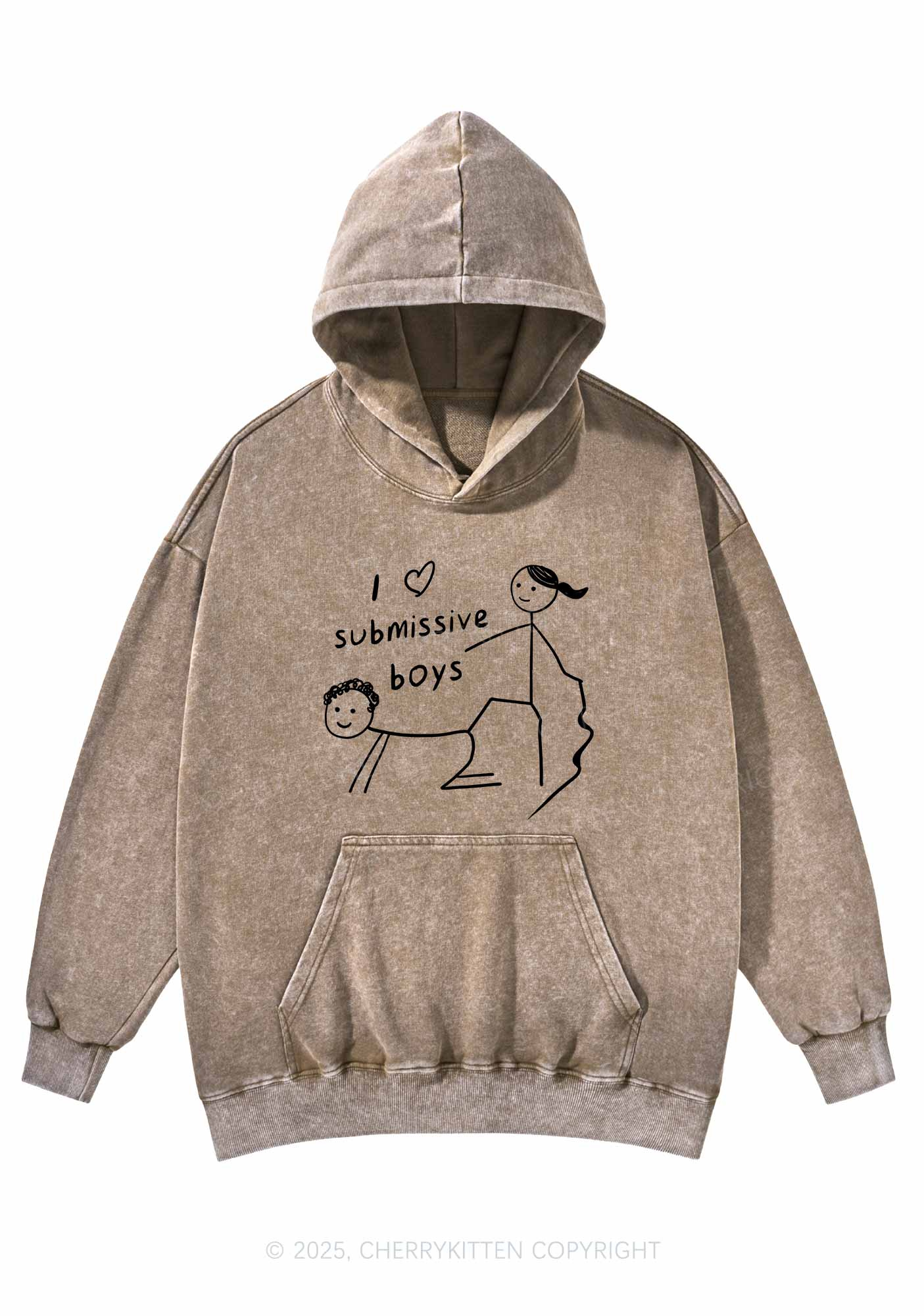 I Love S Boys Y2K Washed Hoodie Cherrykitten