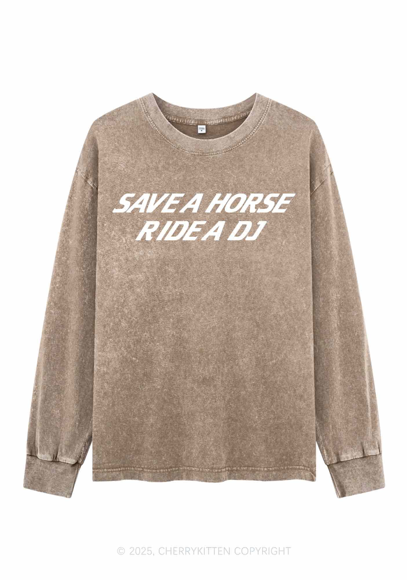 Ride A DJ Y2K Washed Long Sleeves Cherrykitten