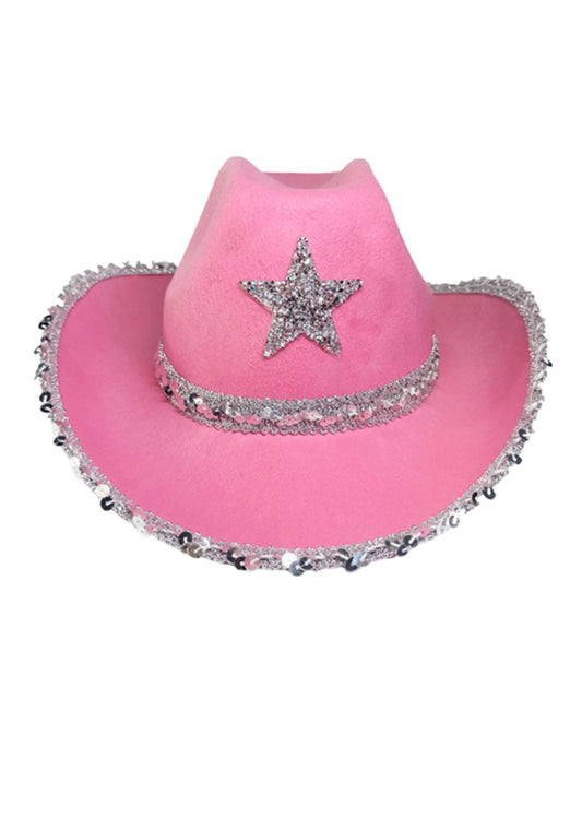 Silver Sequins Pentagram Y2K Western Cowboy Hat