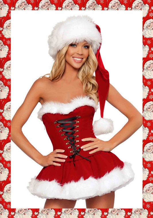 Christmas Y2K Red Tube Top Skirt Cosplay Costume