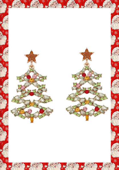 Creative Color Diamond Y2K Christmas Tree Earrings Cherrykitten