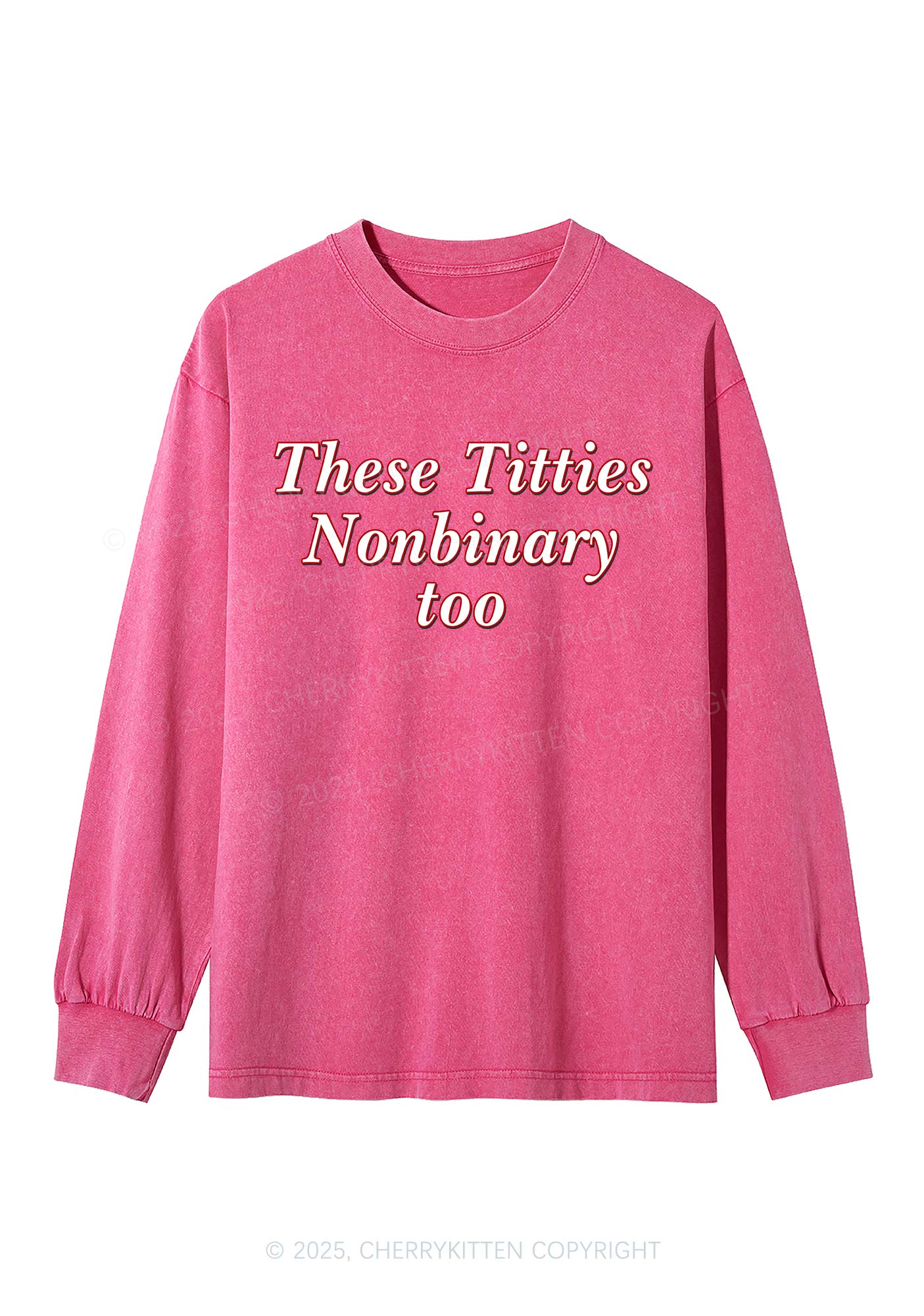 Txtties Nonbinary Too Y2K Washed Long Sleeves Cherrykitten