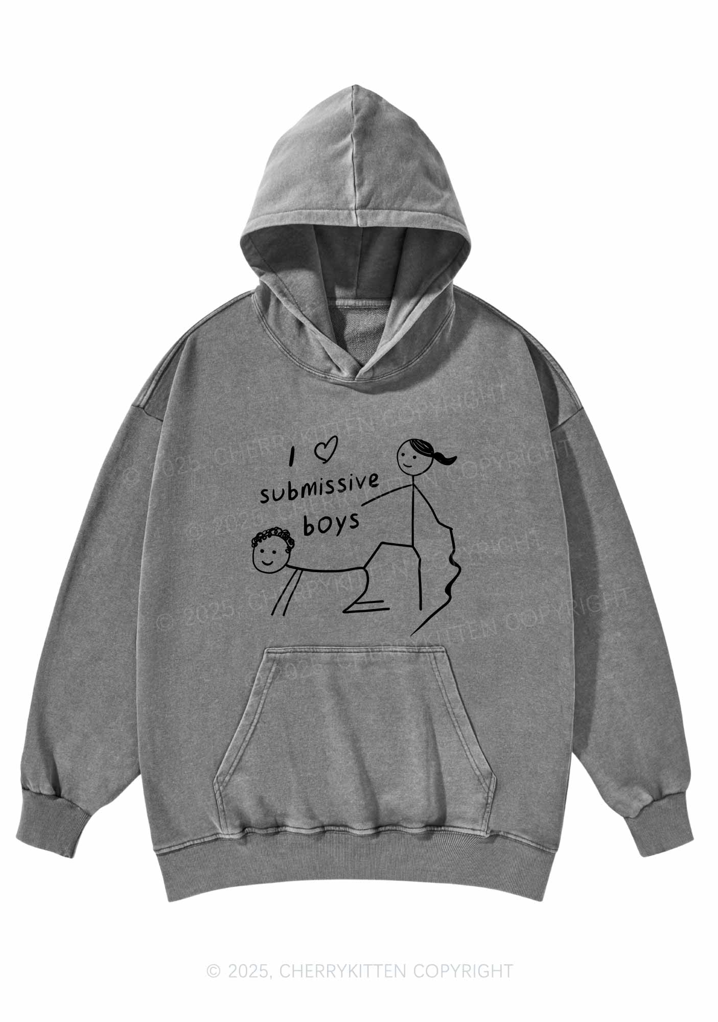 I Love S Boys Y2K Washed Hoodie Cherrykitten