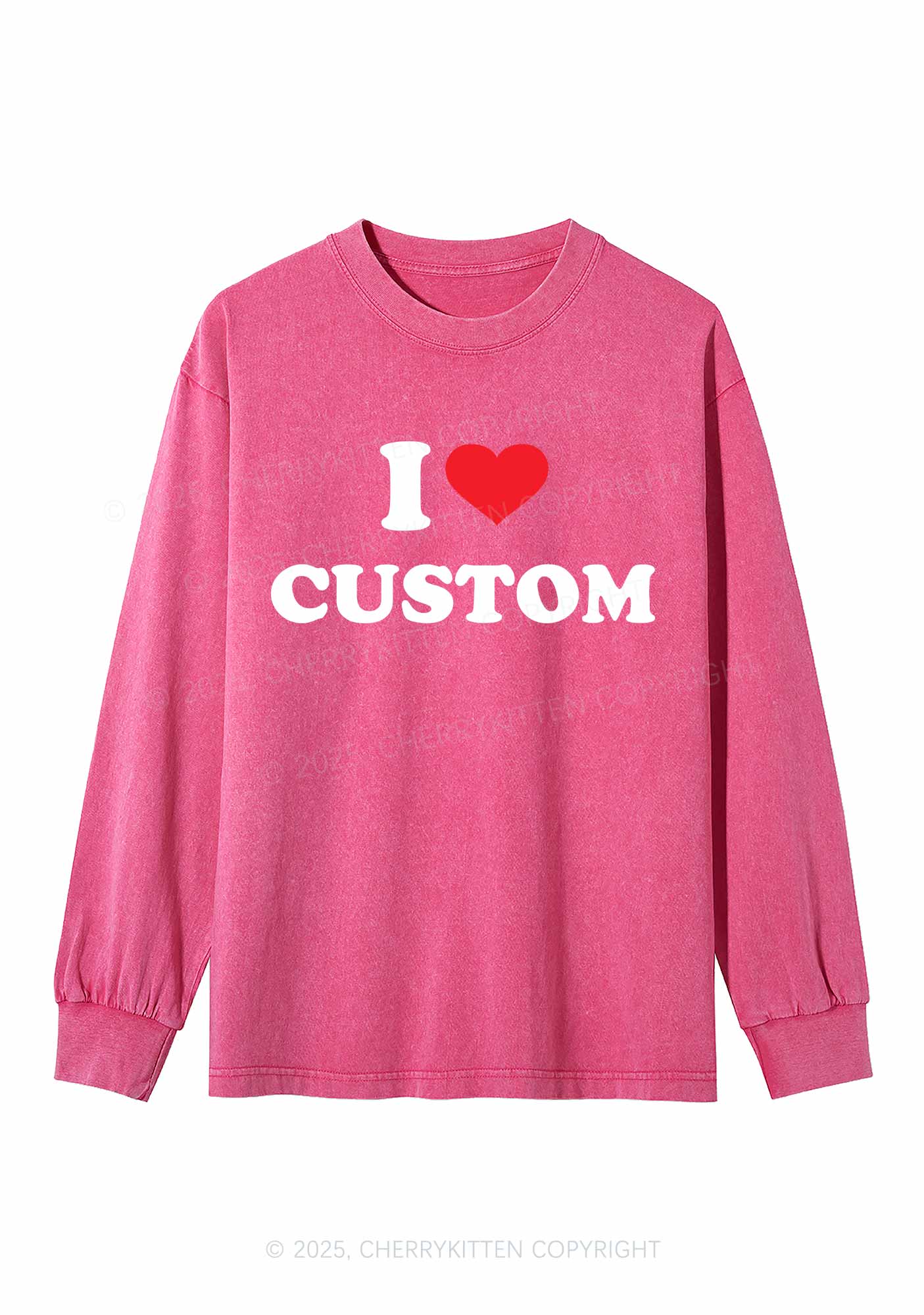 I Love Custom Personalized Y2K Washed Long Sleeves Cherrykitten