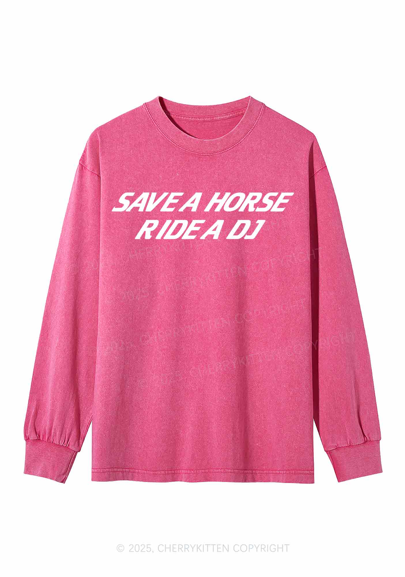 Ride A DJ Y2K Washed Long Sleeves Cherrykitten