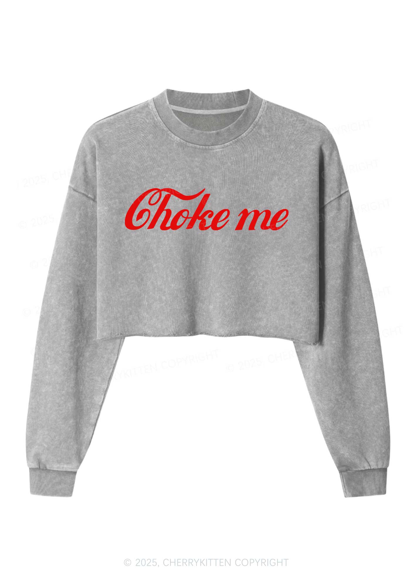 Choke Me Y2K Crop Washed Sweatshirts Cherrykitten