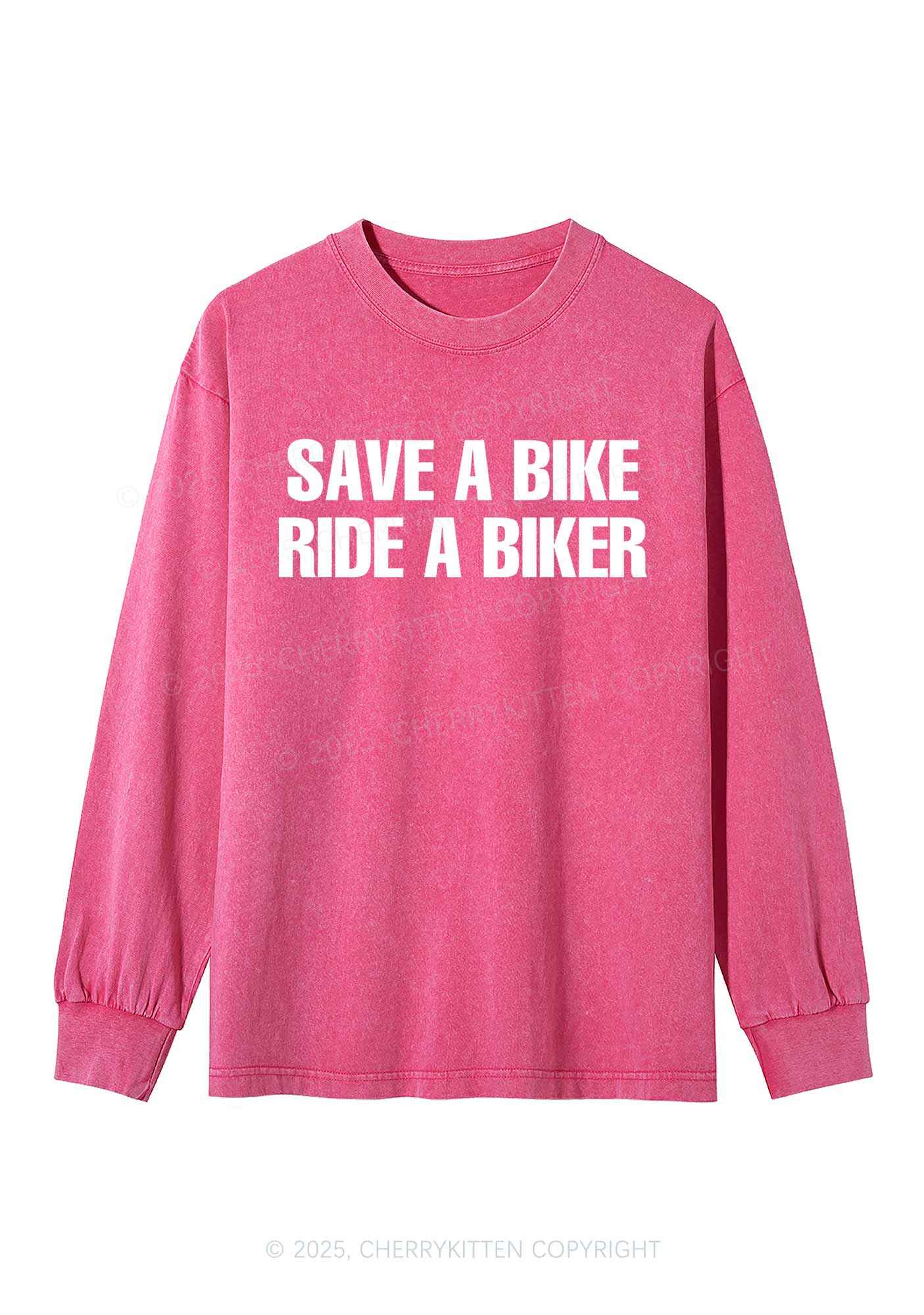 Save Bike Ride Biker Y2K Washed Long Sleeves Cherrykitten