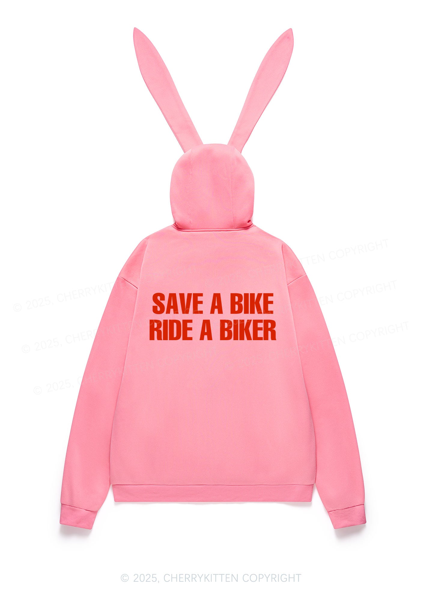 Save Bike Ride Biker Y2K Bunny Ear Zip Hoodie Cherrykitten