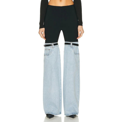 Niche Personality Contrast Color Stitching Pants