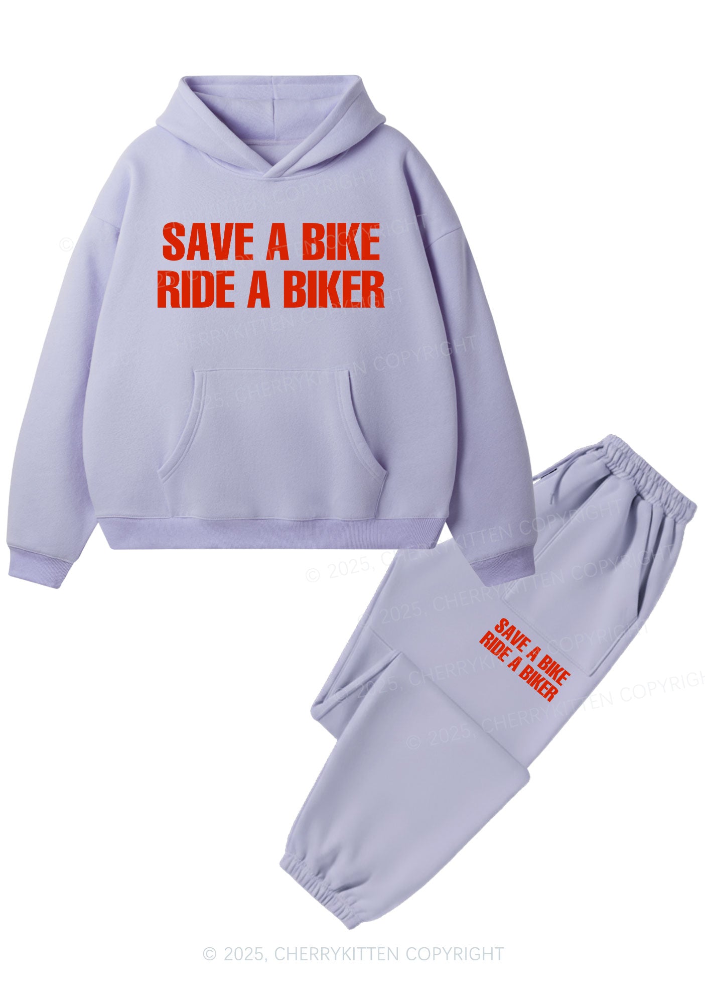 Save Bike Ride Biker Y2K Fleece Hoodie Set Cherrykitten