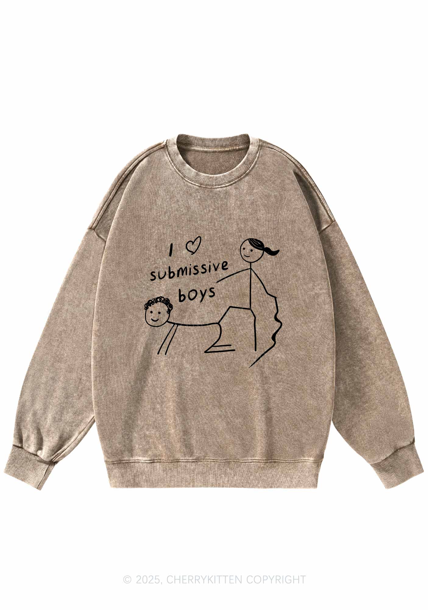 I Love S Boys Y2K Washed Sweatshirts Cherrykitten