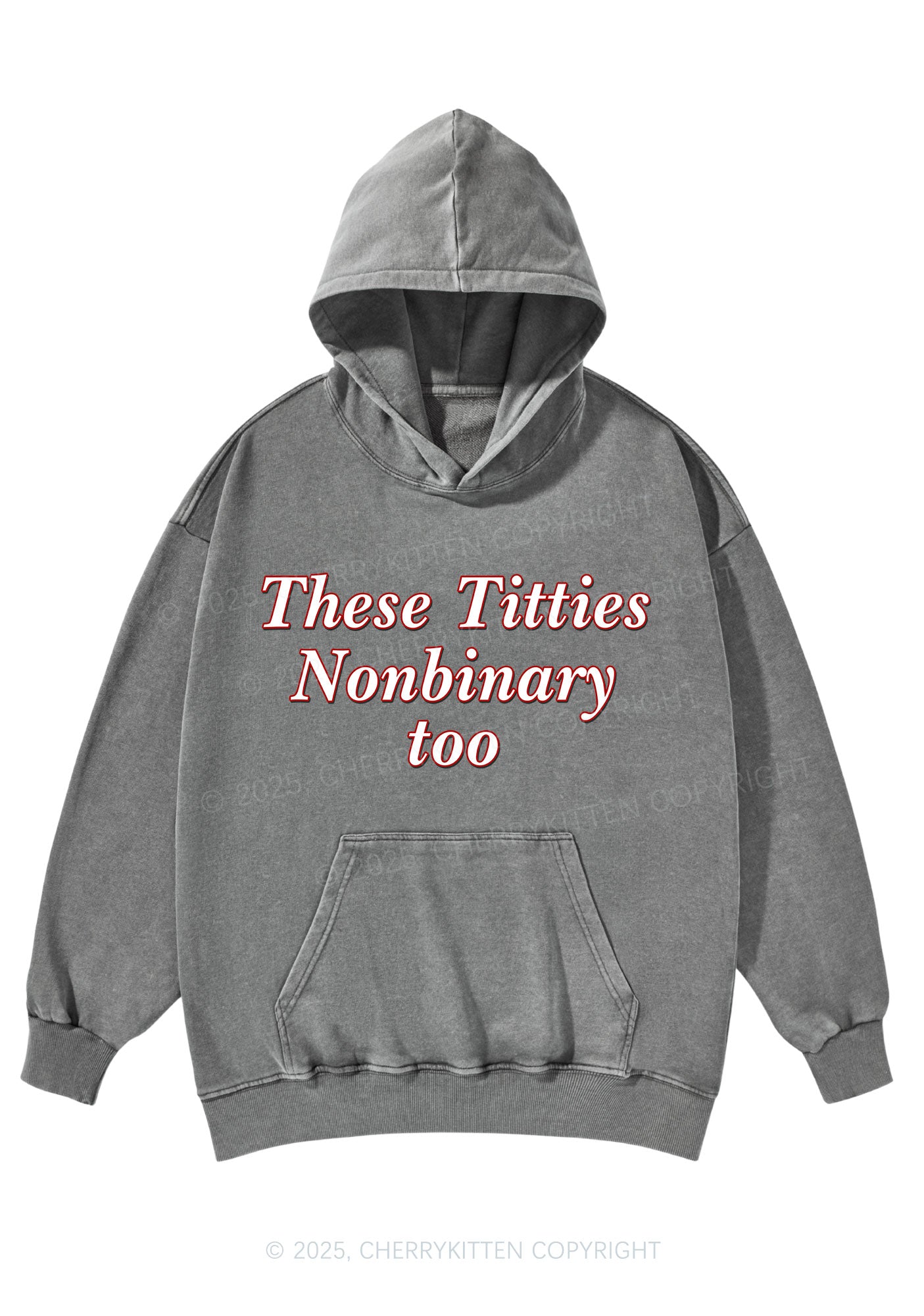 Txtties Nonbinary Too Y2K Washed Hoodie Cherrykitten