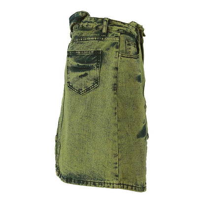 Irregular Design Sense Stitching Denim Skirt