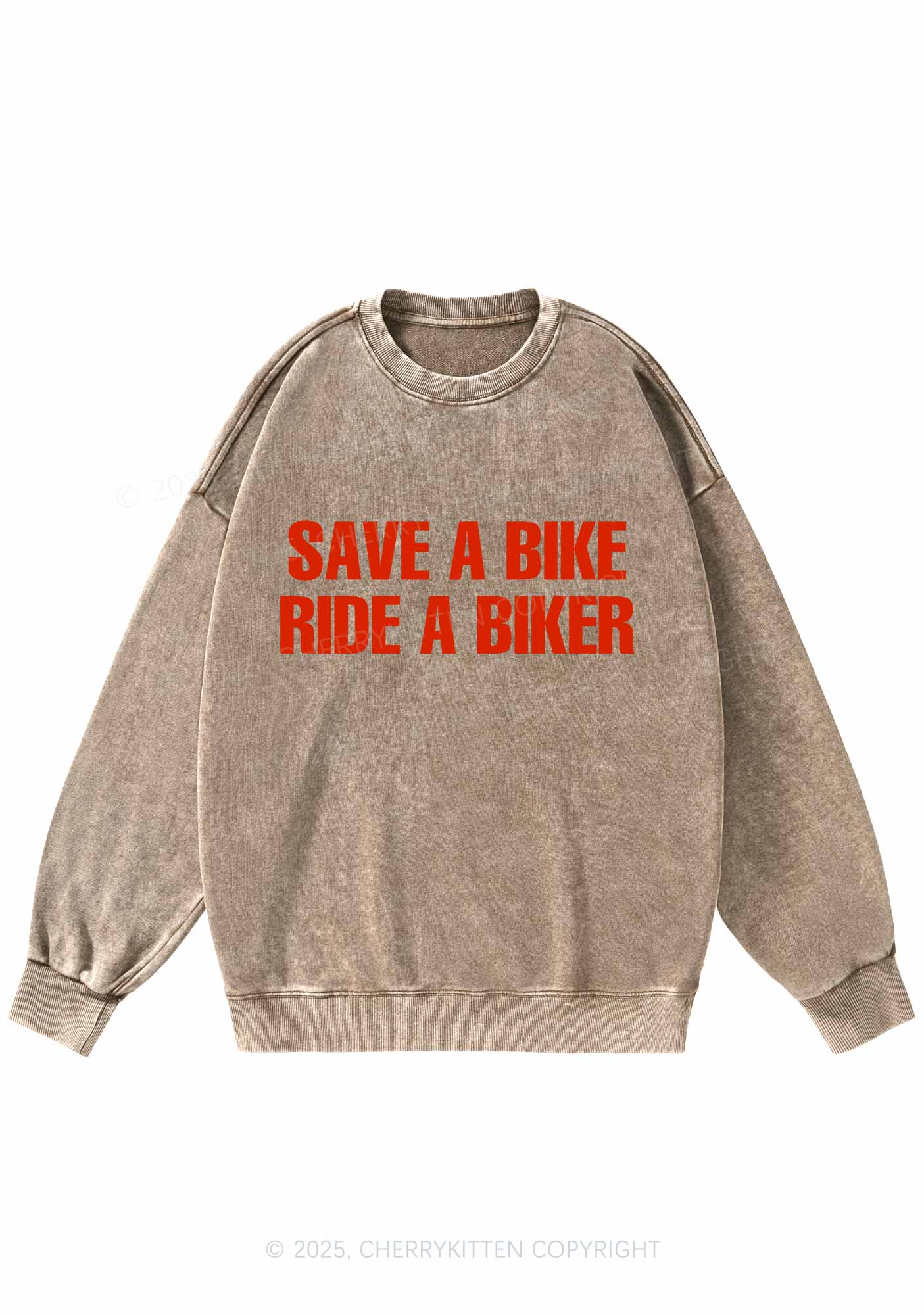 Save Bike Ride Biker Y2K Washed Sweatshirts Cherrykitten