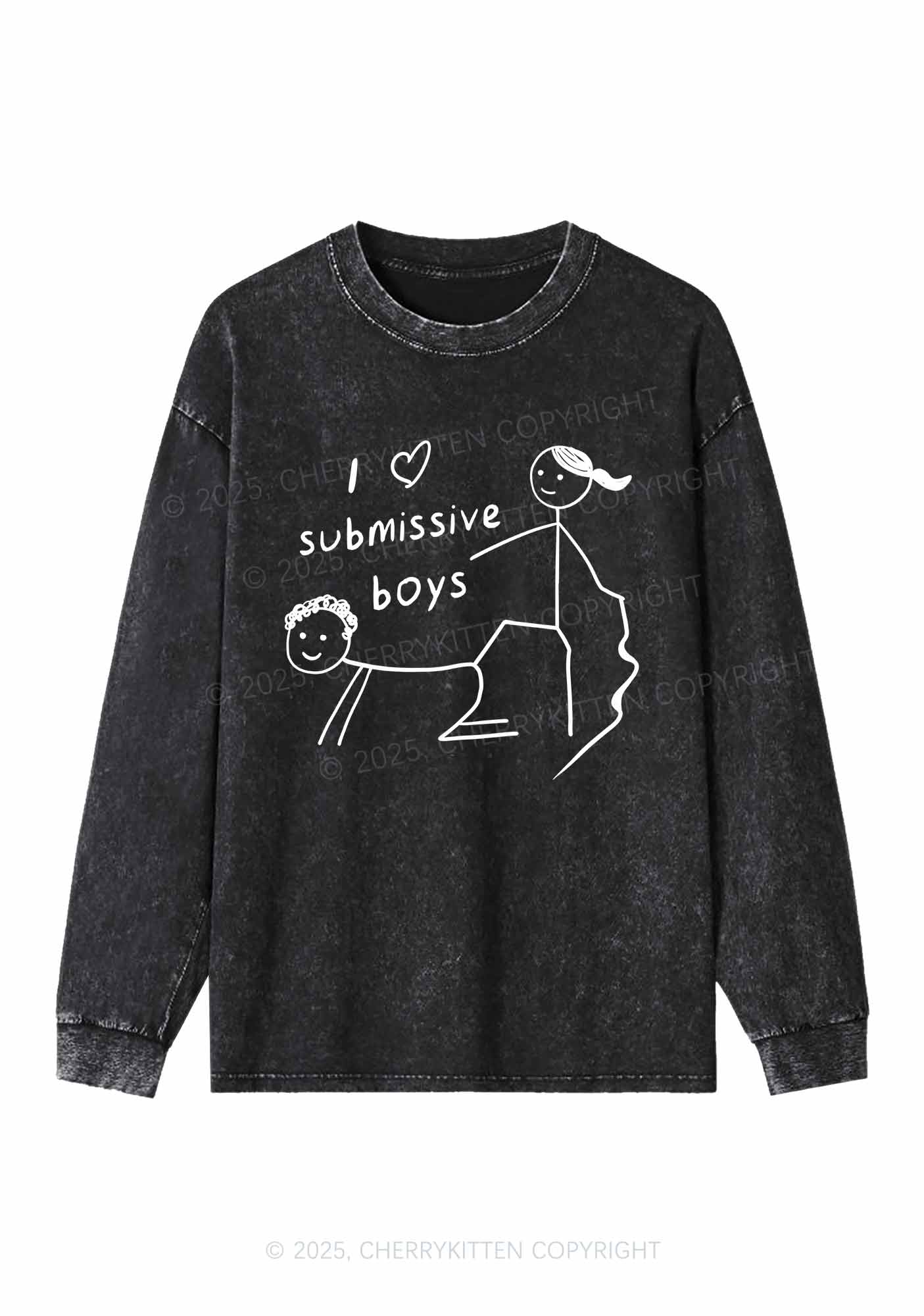 I Love S Boys Y2K Washed Long Sleeves Cherrykitten