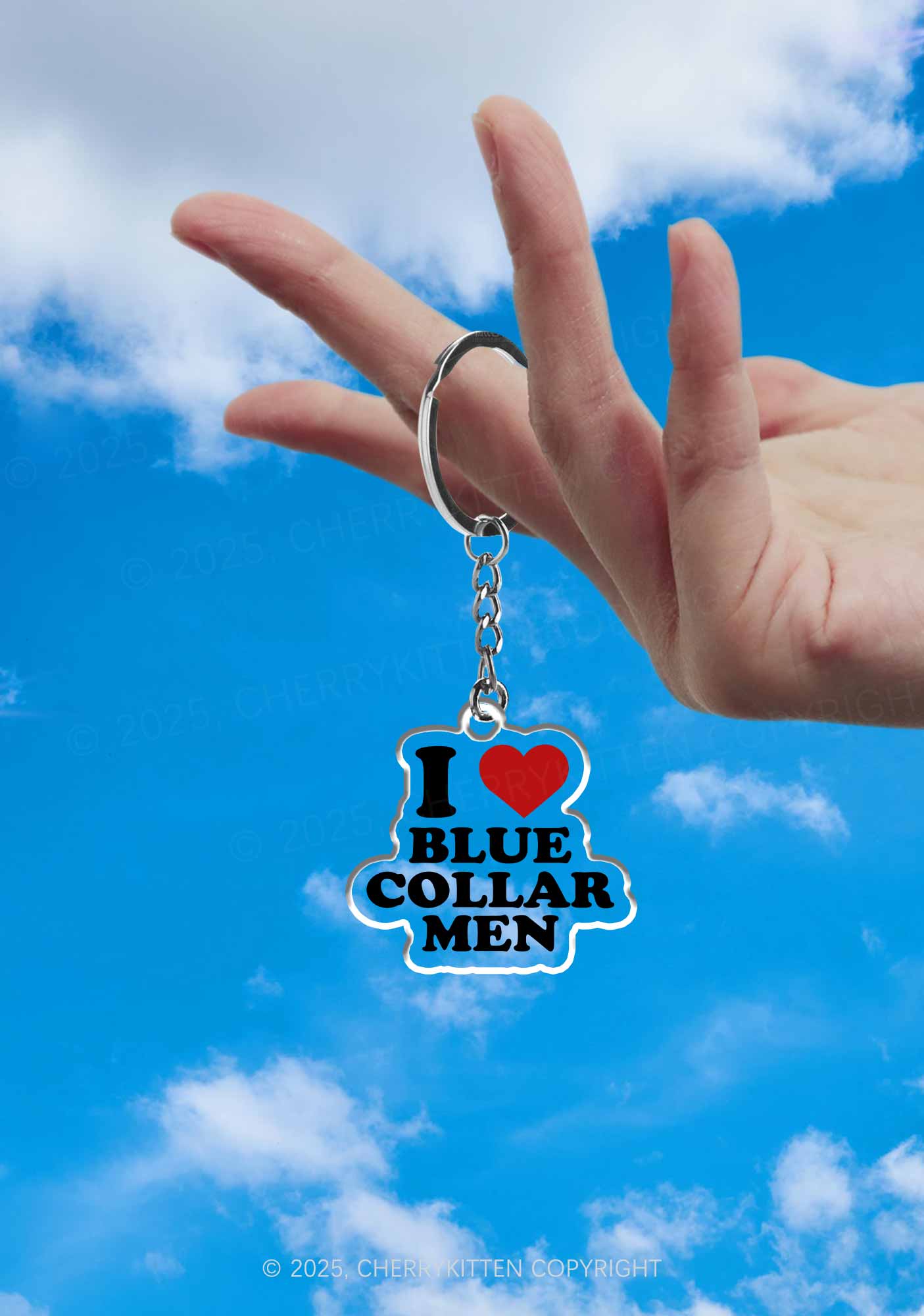 I Love Blue Collar Men 1Pc Y2K Keychain Cherrykitten