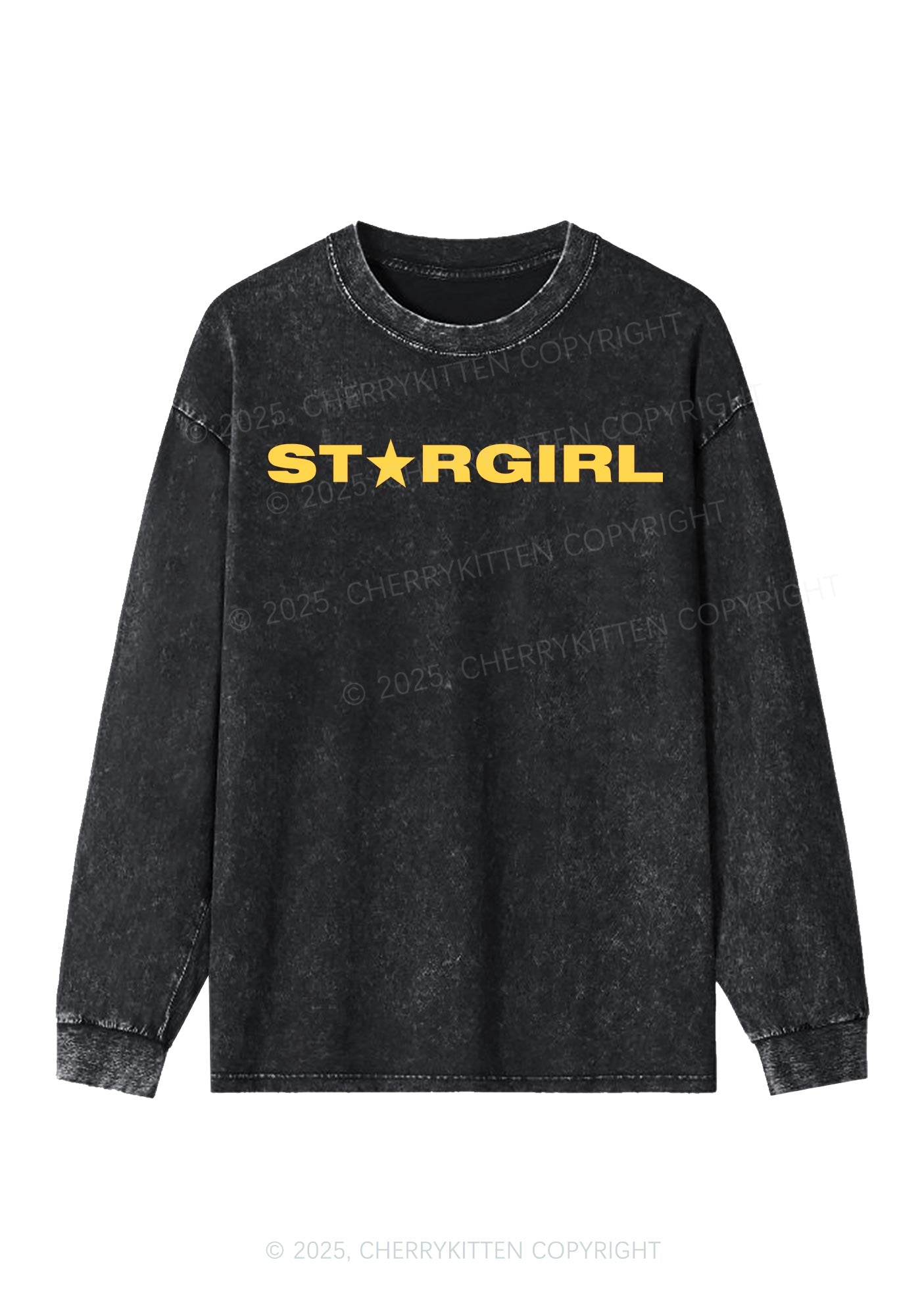 Red Stargirl Y2K Washed Long Sleeves Cherrykitten