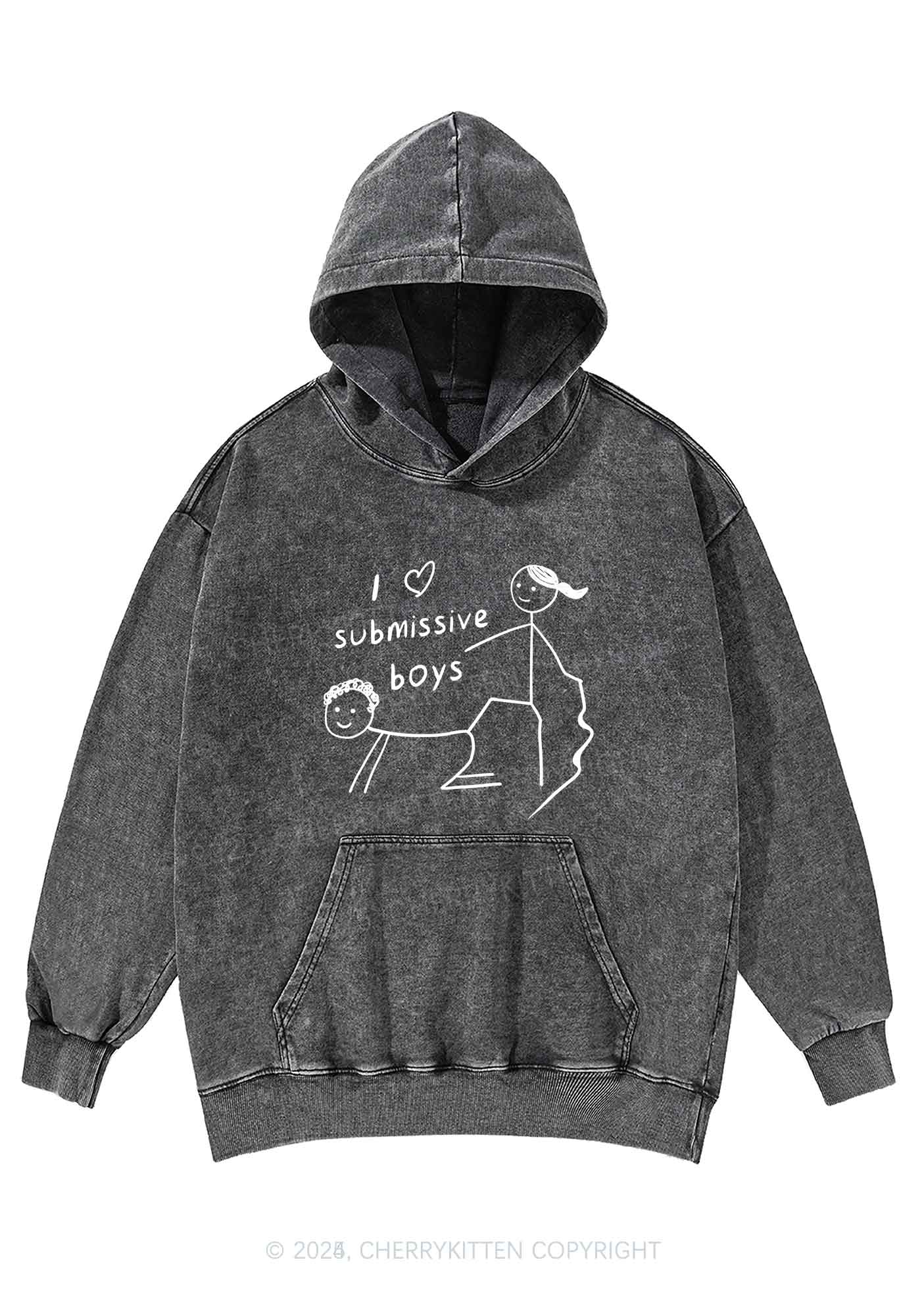 I Love S Boys Y2K Washed Hoodie Cherrykitten