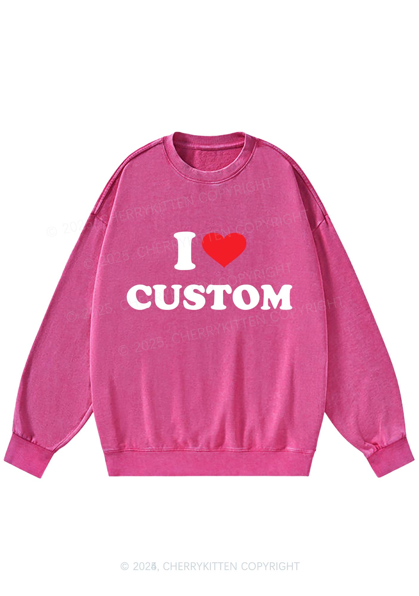 I Love Custom Personalized Y2K Washed Sweatshirts Cherrykitten