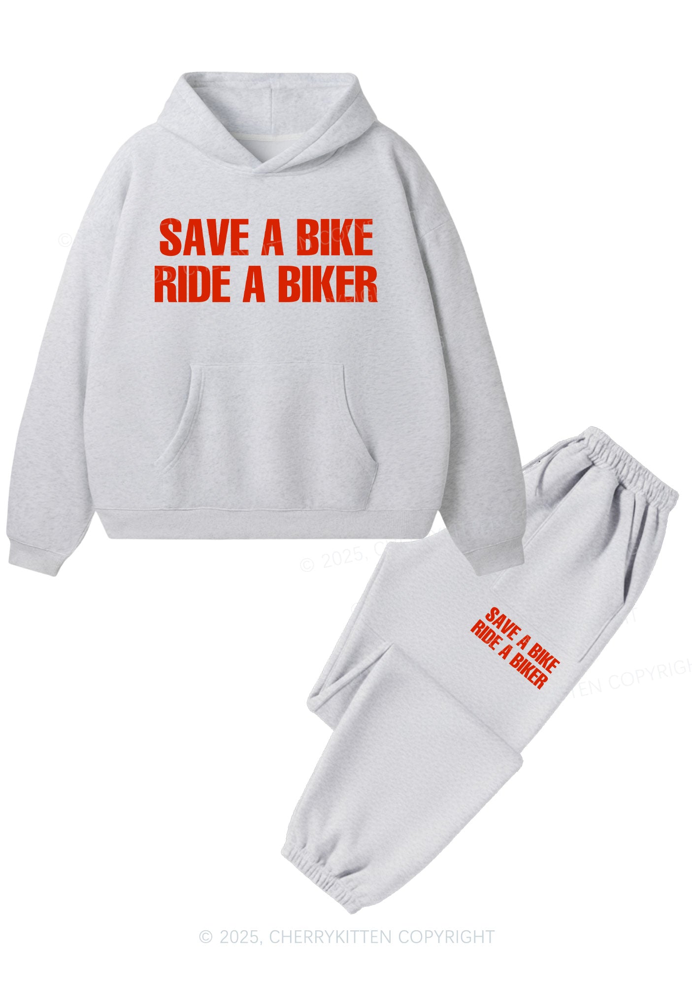 Save Bike Ride Biker Y2K Fleece Hoodie Set Cherrykitten