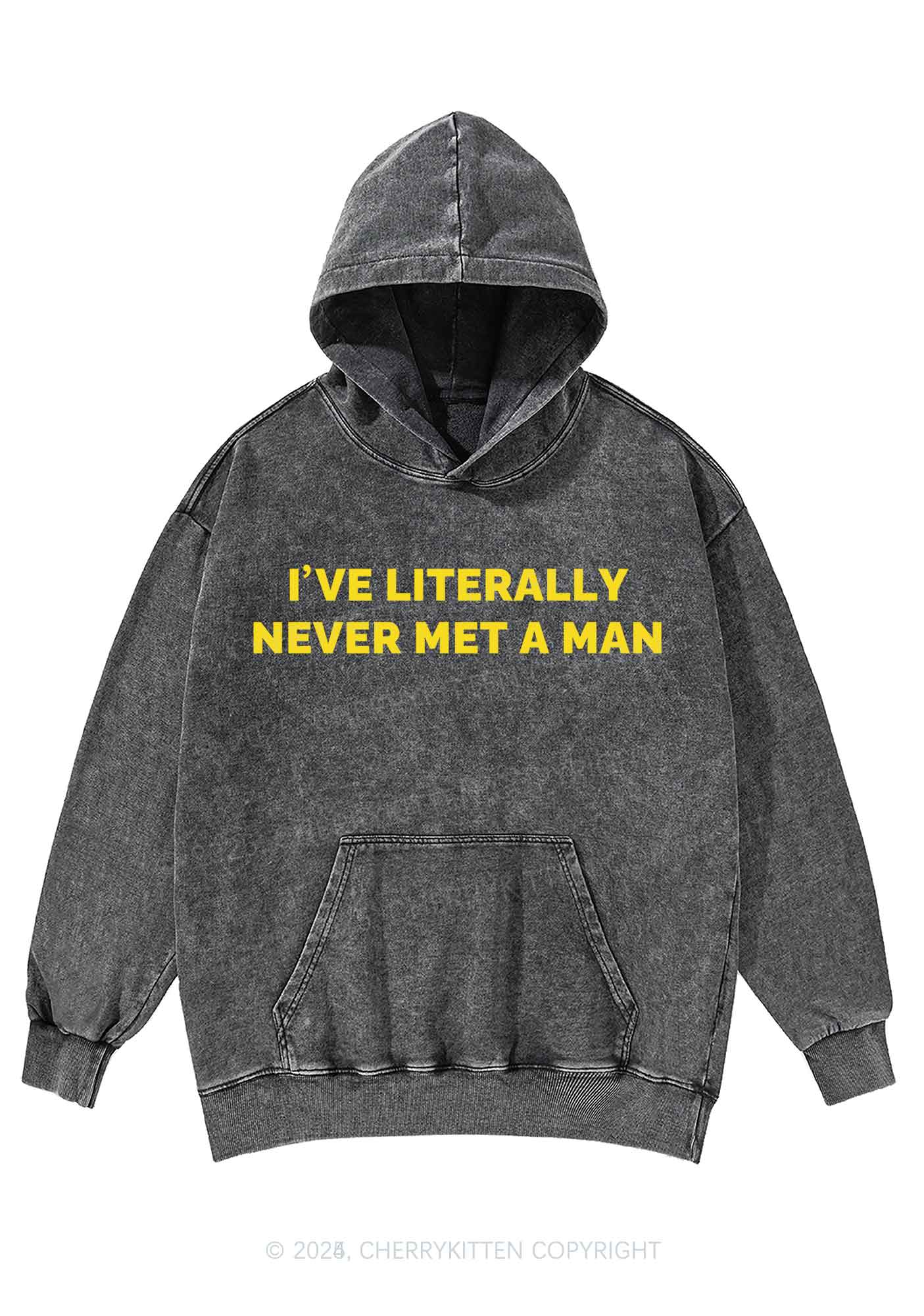 Never Met A Man Y2K Washed Hoodie Cherrykitten