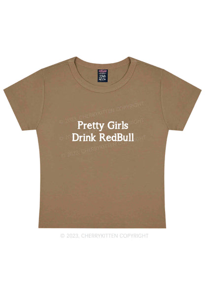 Pretty Girls Drink Redbull Y2K Baby Tee Cherrykitten
