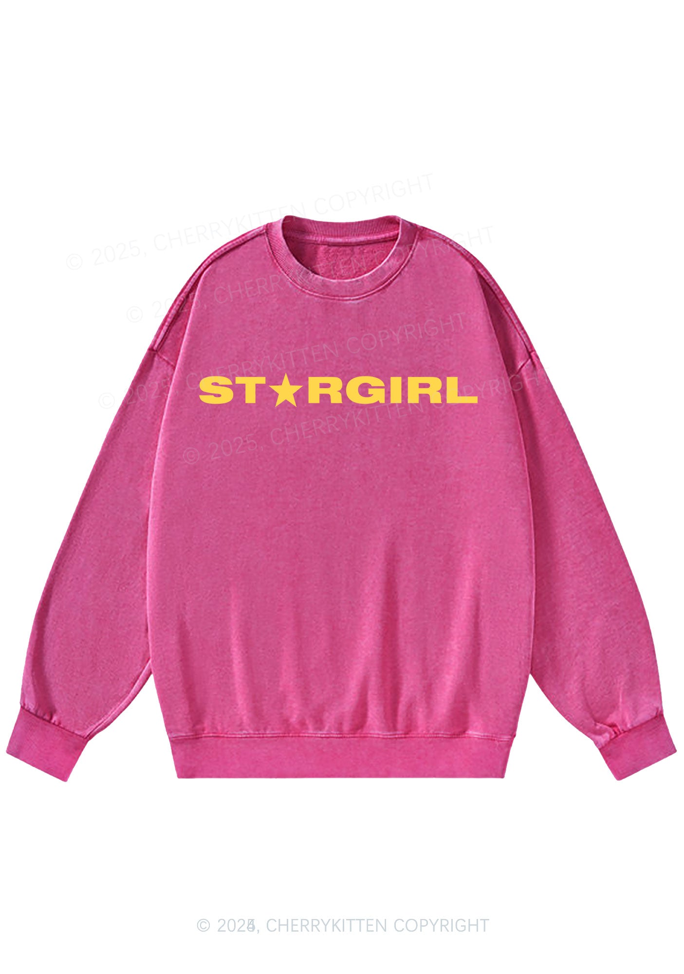 Red Stargirl Y2K Washed Sweatshirts Cherrykitten