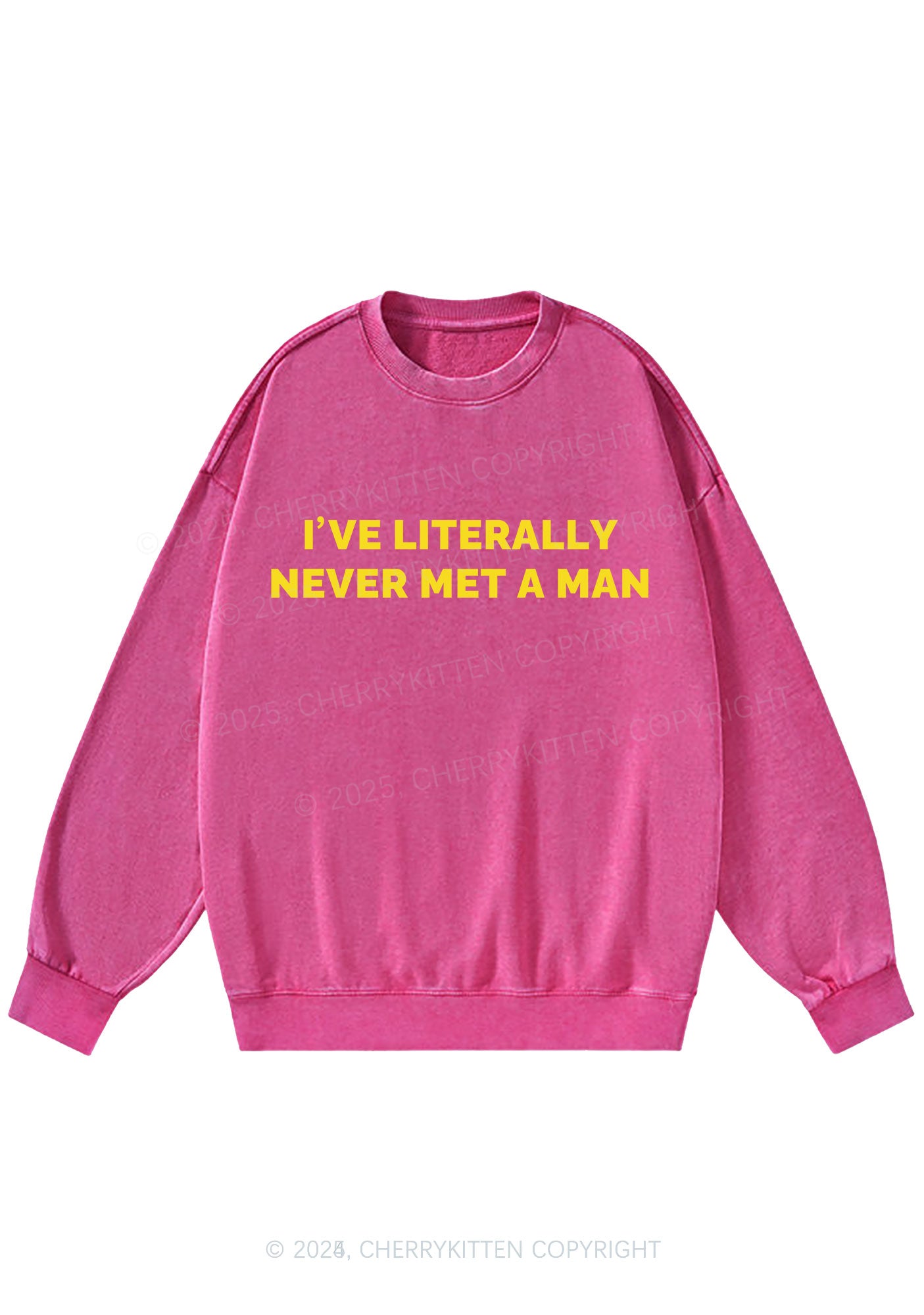 Never Met A Man Y2K Washed Sweatshirts Cherrykitten