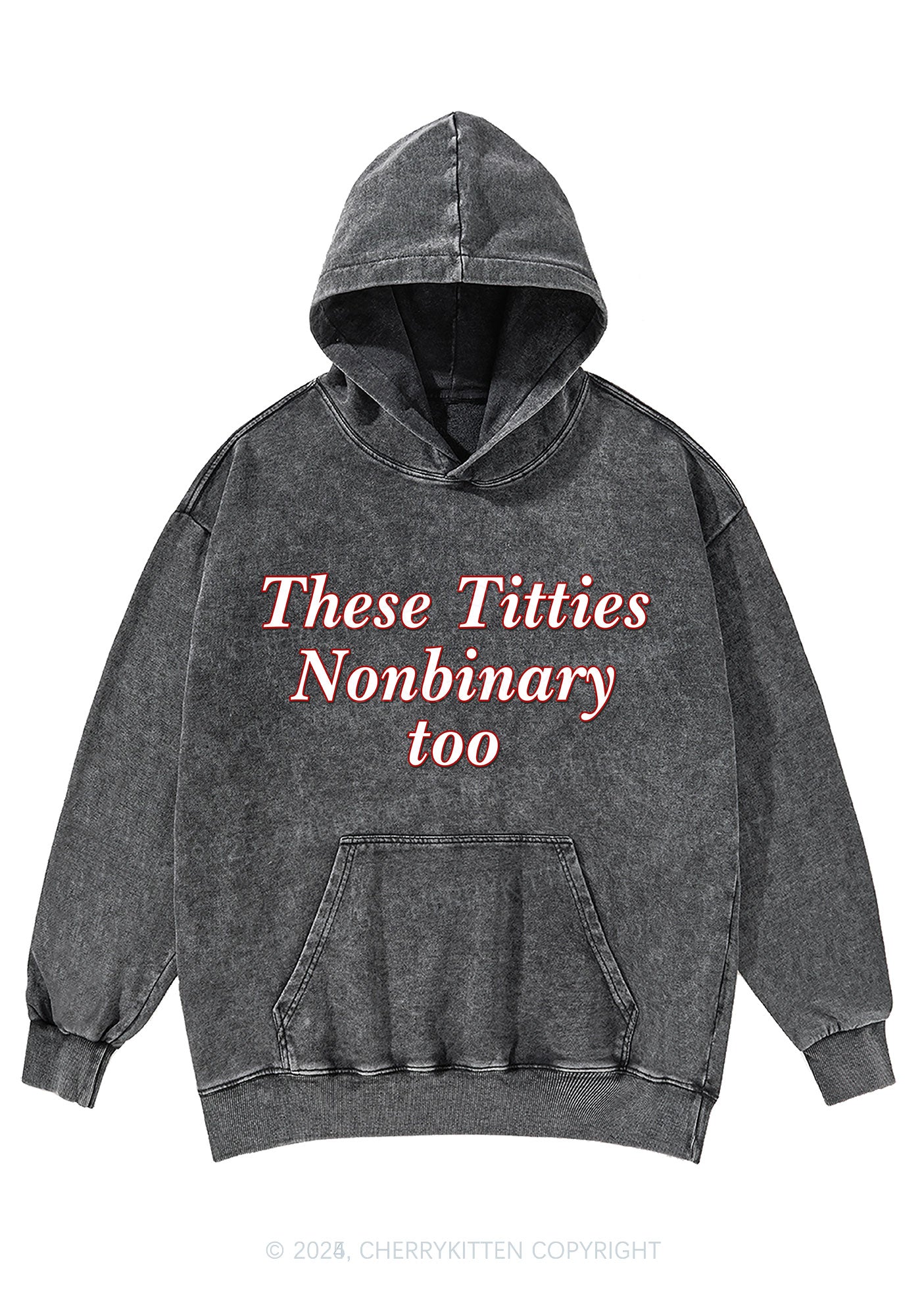 Txtties Nonbinary Too Y2K Washed Hoodie Cherrykitten