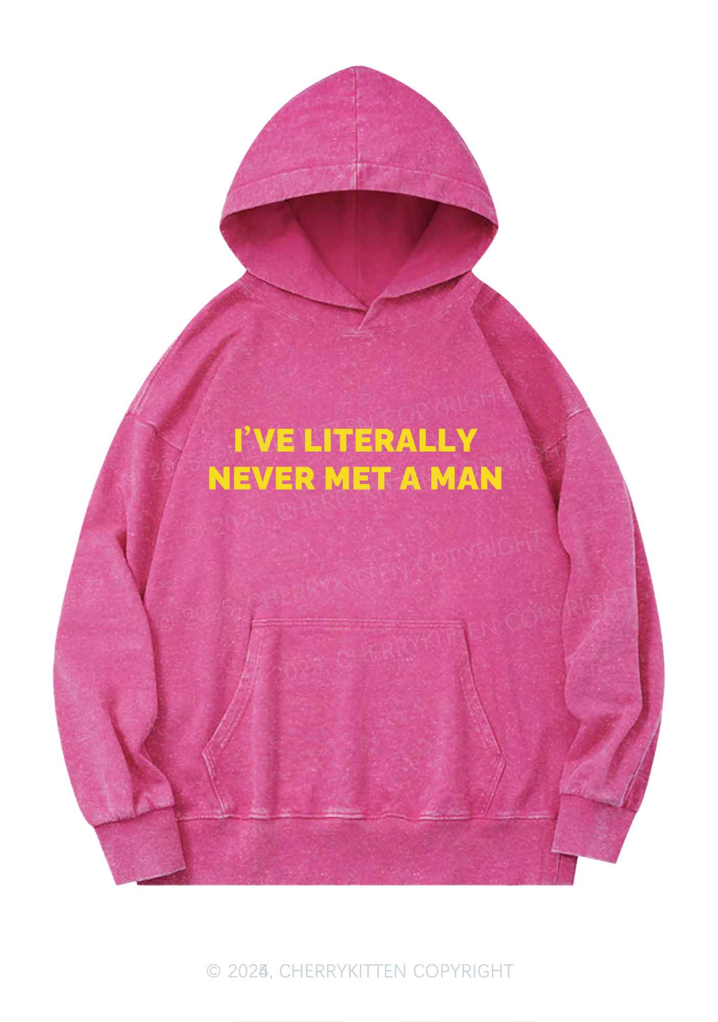 Never Met A Man Y2K Washed Hoodie Cherrykitten