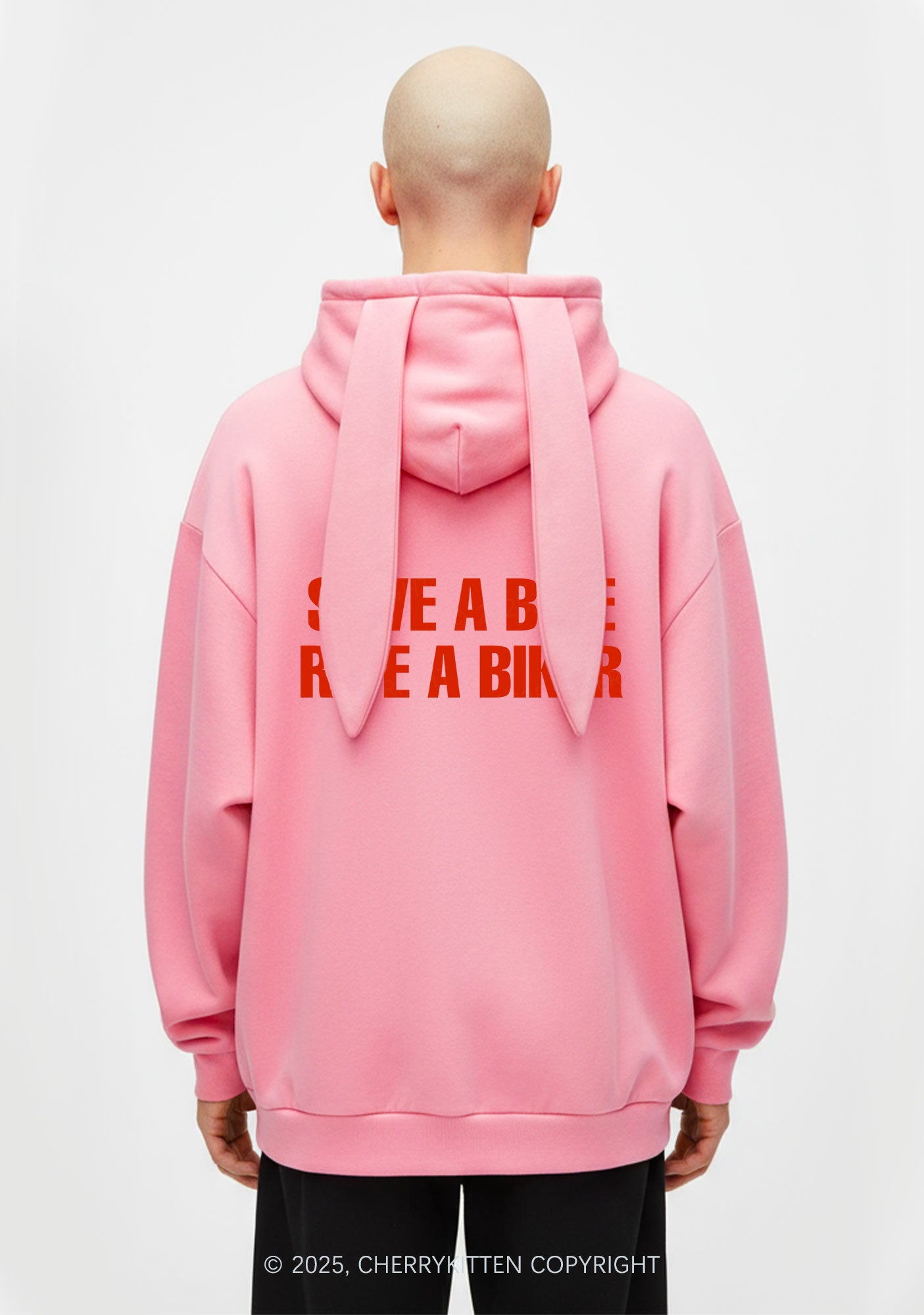 Save Bike Ride Biker Y2K Bunny Ear Zip Hoodie Cherrykitten
