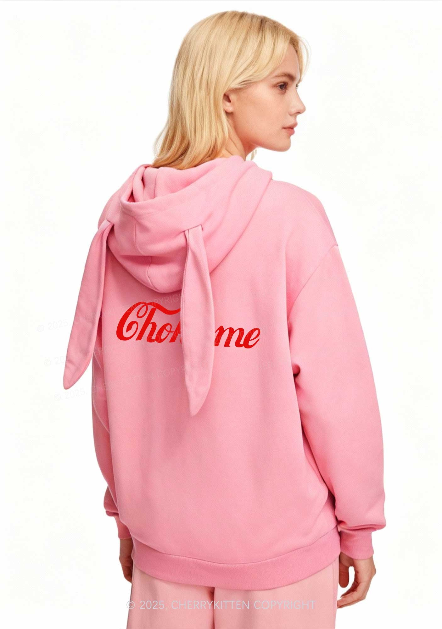 Choke Me Y2K Bunny Ear Zip Hoodie Cherrykitten