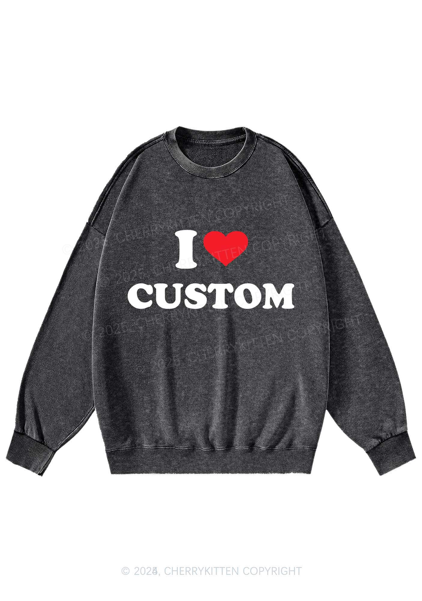 I Love Custom Personalized Y2K Washed Sweatshirts Cherrykitten
