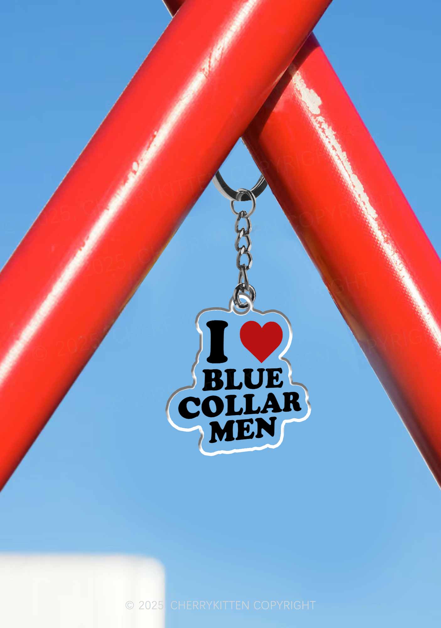I Love Blue Collar Men 1Pc Y2K Keychain Cherrykitten