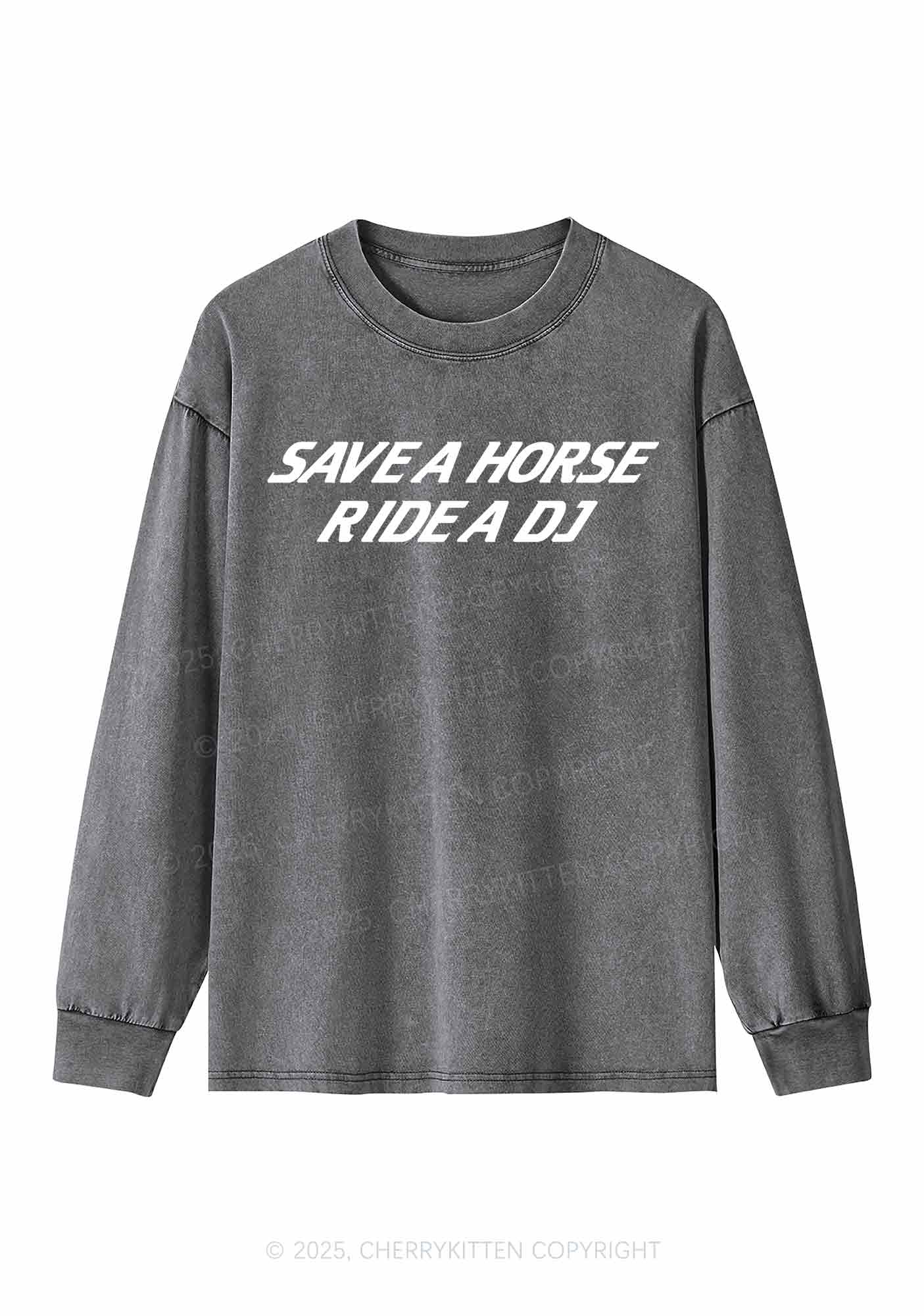 Ride A DJ Y2K Washed Long Sleeves Cherrykitten