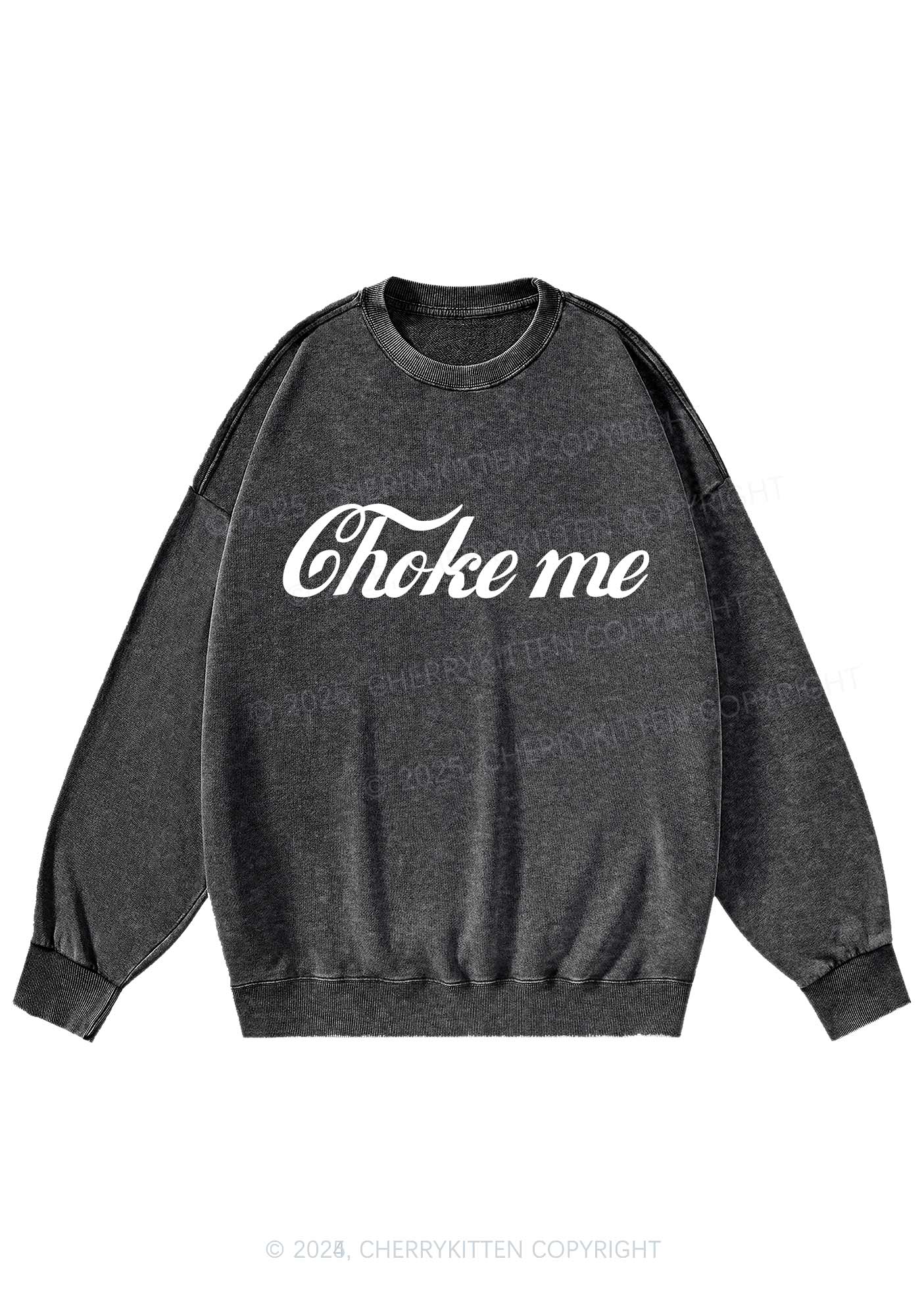Choke Me Y2K Washed Sweatshirts Cherrykitten